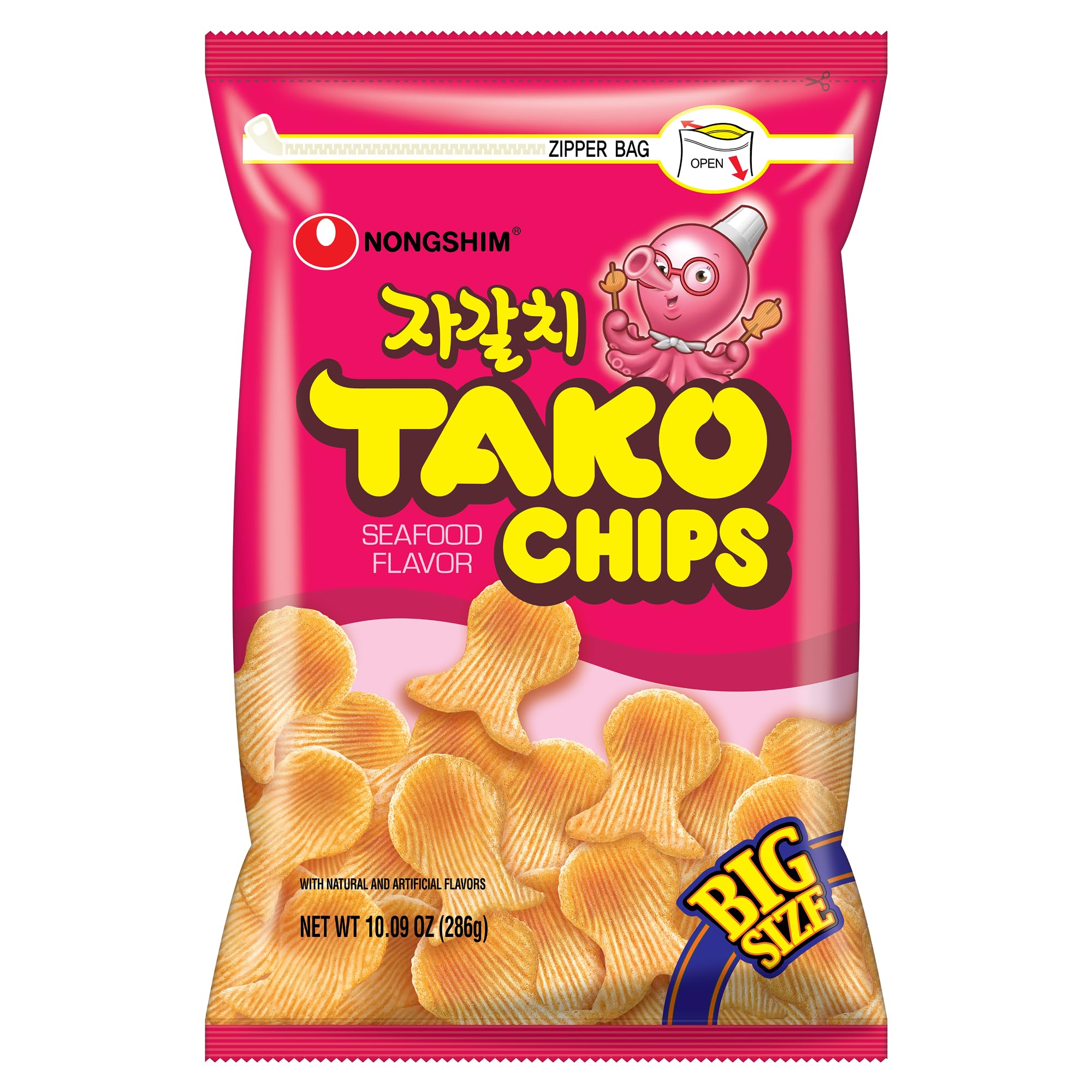 Nongshim Tako Seafood Chips, Crispy Savory Korean Asian Snack, 1 Pack