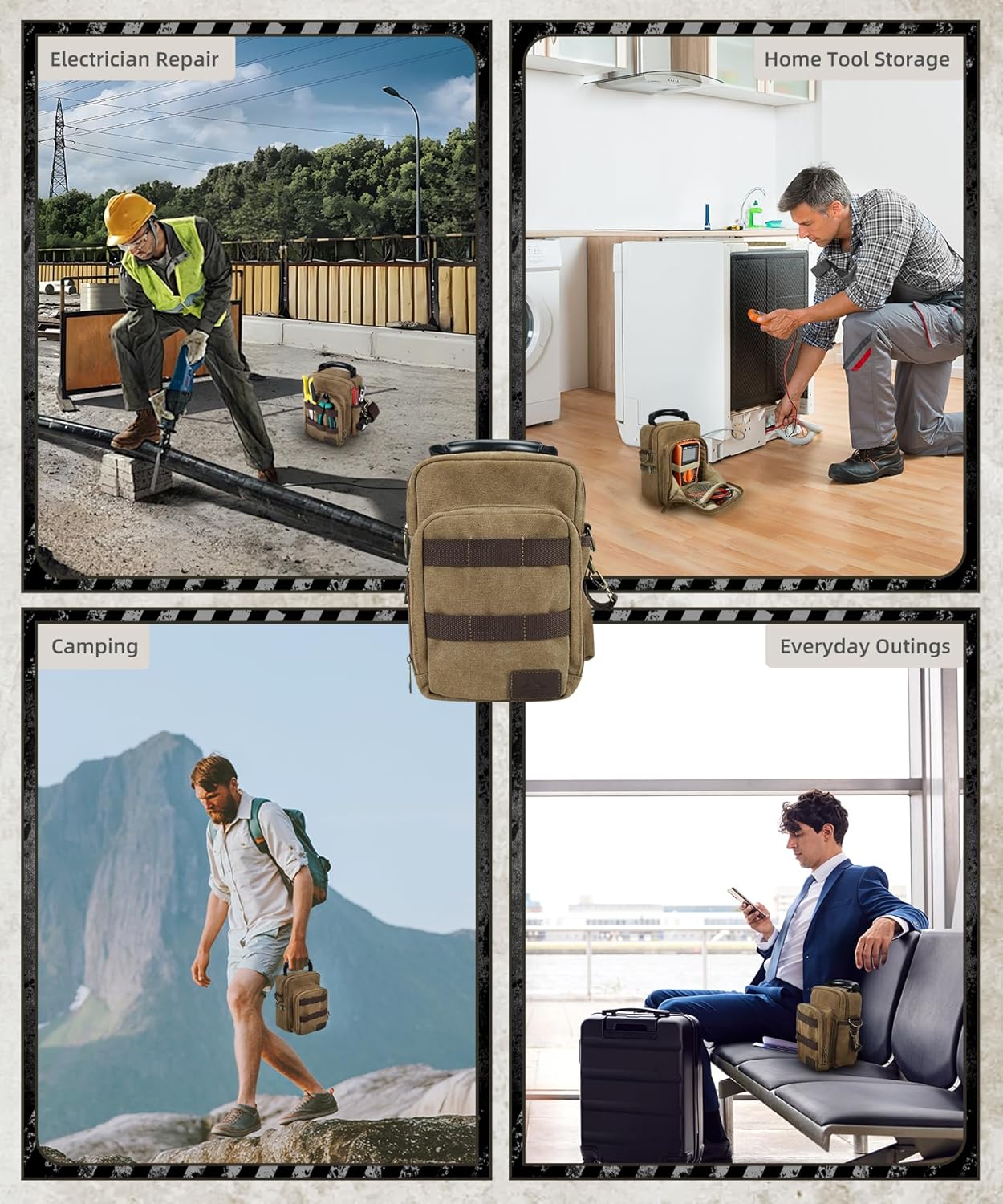 ARCFOX Edc Pocket Organizer with Shoulder Strap, Utility Edc, Electrician Tool Pouch for Fluke 117/116/115/114 Digital Multimeter, Molle Pouch with Zipper Pockets(Bag Only)