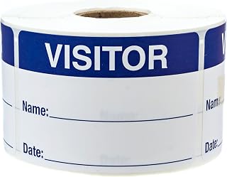 Blue White Visitor Labels / 500 Blue and White Identification Stickers / 2" x 3" Easy to Write On Hall Pass/Made in The USA