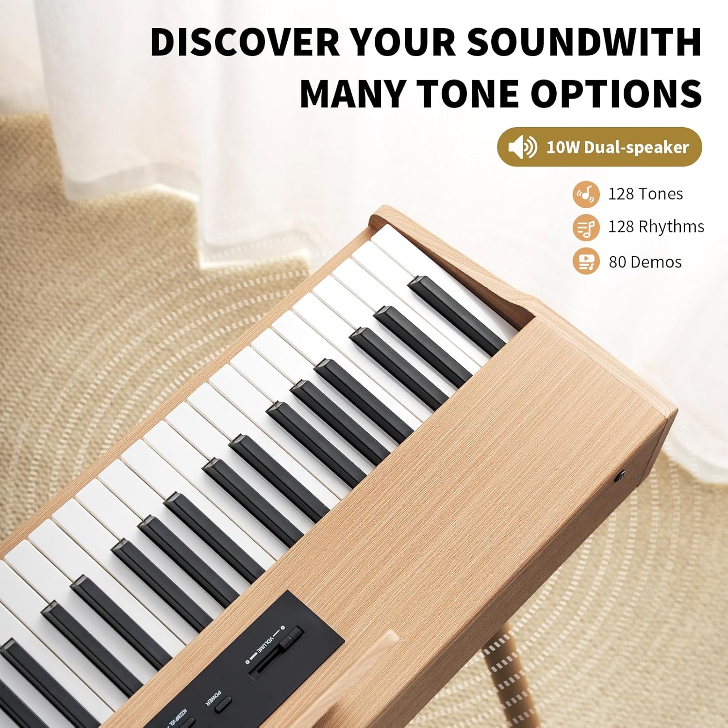 AiJoy Digital Piano Keyboard Hammer Weighted 88 Keys, Full Size Electric Piano for Beginners, with LCD Display and Triple Pedal, Supports USB-MIDI/Wireless Connect, ADP-50