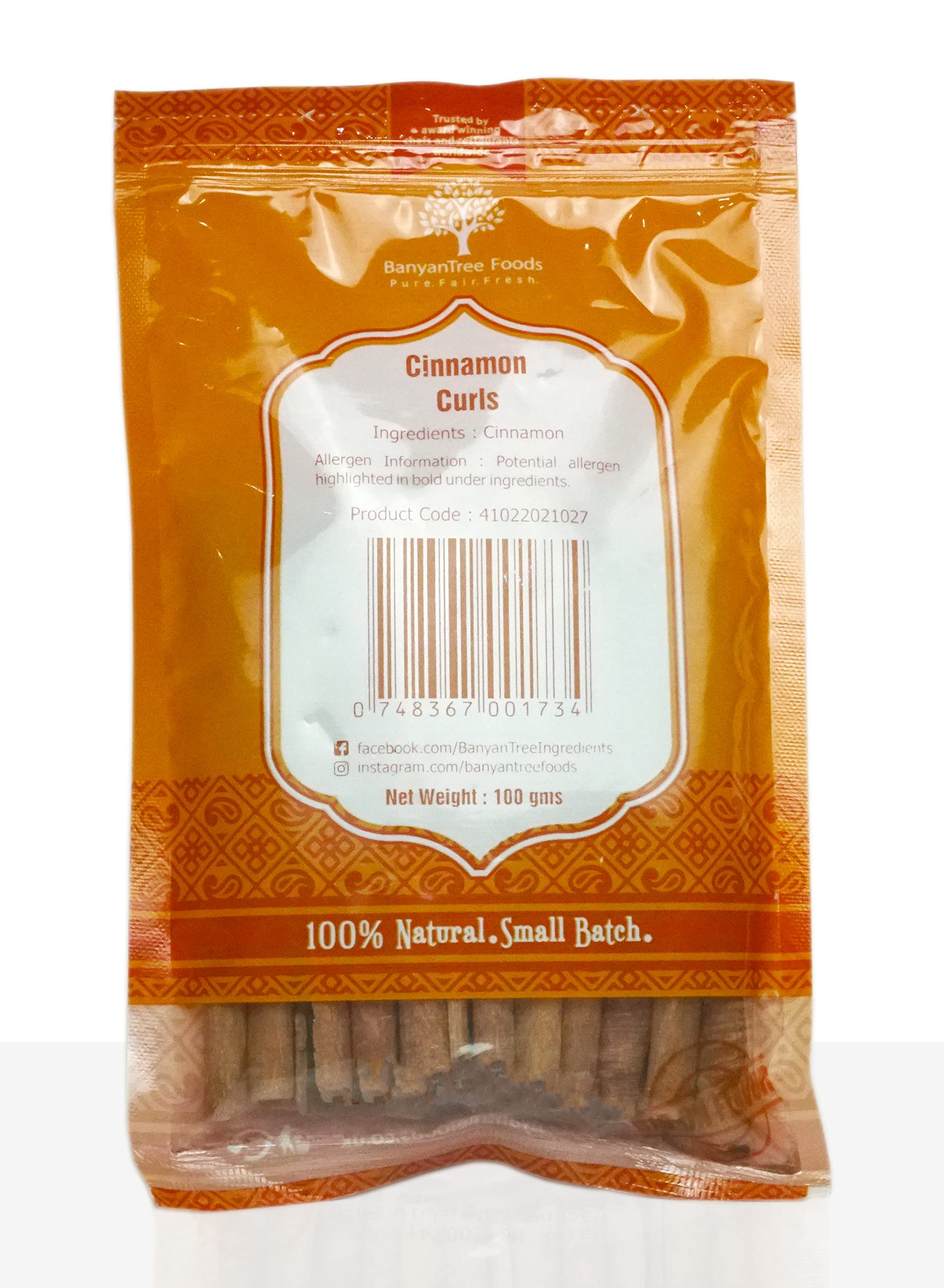 Buy BanyanTree Foods Malabar Cinnamon Sticks Curls Quills 100g All Natural, Indian Origin