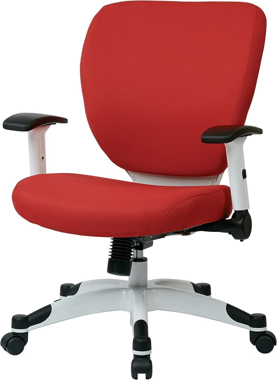 Space Seating Pulsar Professional Deluxe Adjustable Office Task Chair with Padded Seat and White Coated Nylon Base, Rouge Red Fabric
