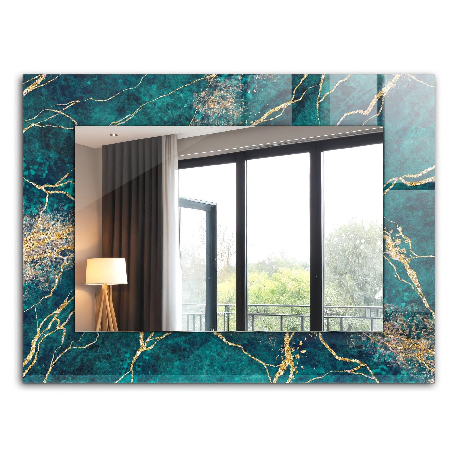Miroir pour salle de bains rectangulaire 80x60cm horizontal vertical marbre vert