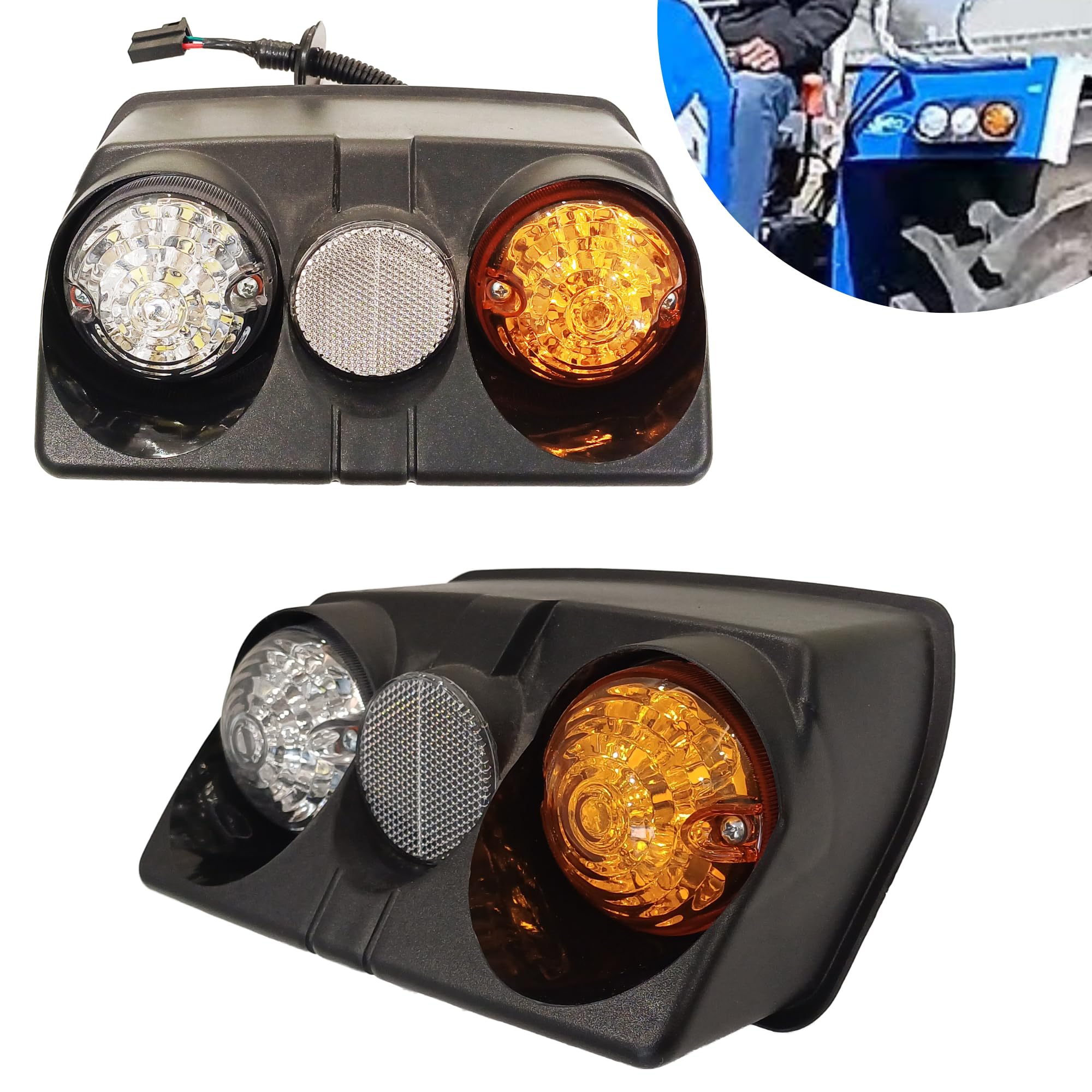 APSMOTIV Led Side indicator Lights Front Side Light/Turn Signal Indicator Amber/Clear Assembly 12v Easy to Fit Suitable for Sonalika Mahabali and Sikander Tractors Vehicles Set of 2 Pieces (LH + RH) - Image 8 thumbnail