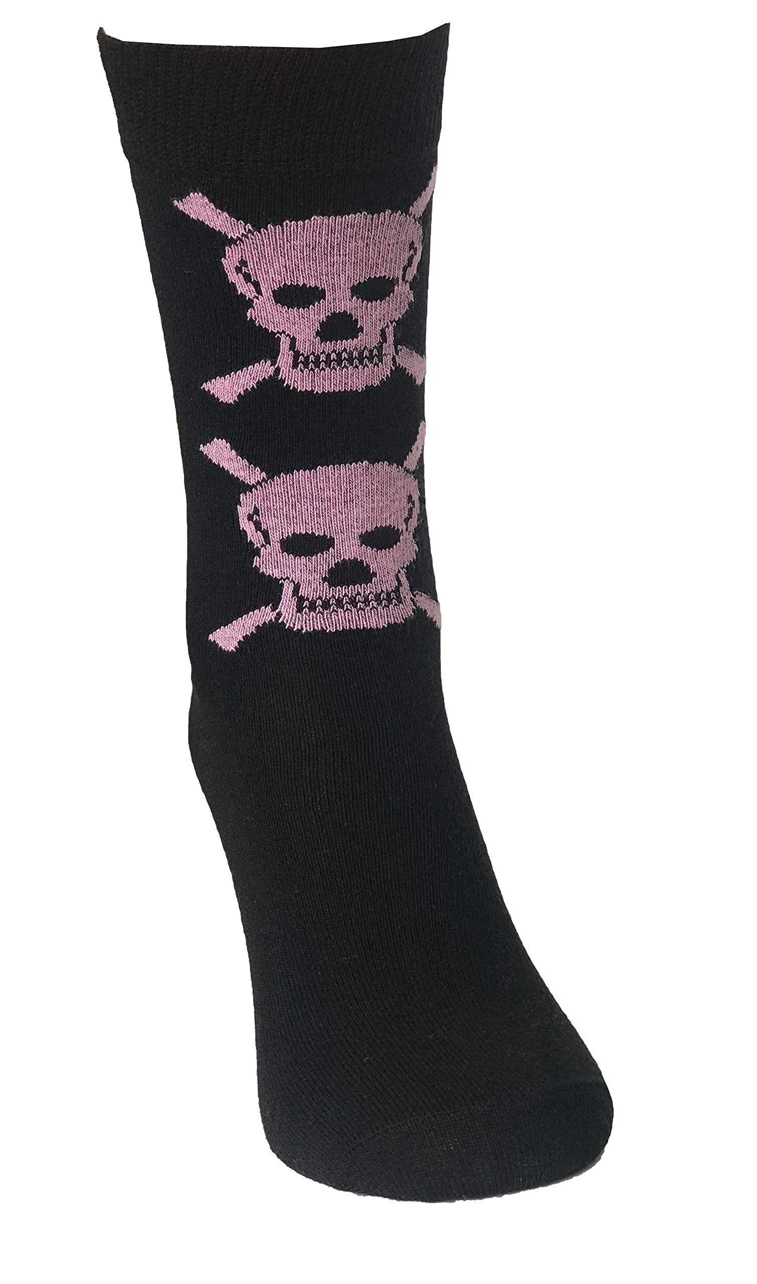 M MACAHEL LADIES MAN UNISEX SKULL CROSSBONE HALLOWEN GOTHIC STYLE ANKLE SOCKS (Pink, 4-8/37-42 Ladies)