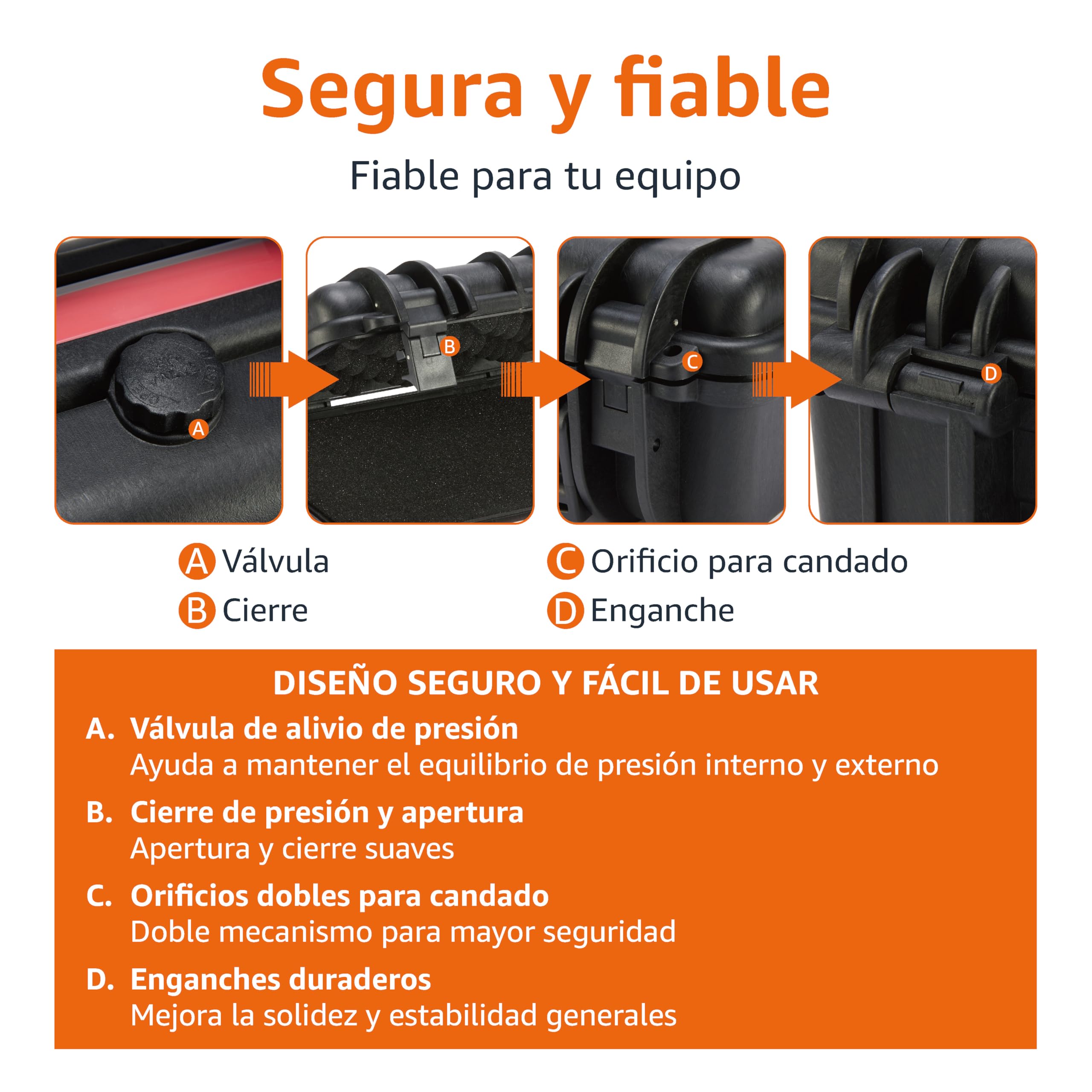 Amazon Basics Maleta Portátil Protectora Rígida Pequeña para Cámaras, Drones, Lentes y Accesorios, Espuma Ajustable, Impermeable, Resistente a los Golpes, 30,7 x 27 x 14,2 cm, Negro, Sólido