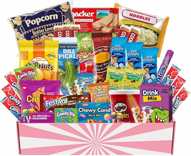 Snack Gift Basket, 45-Piece Variety Pack for Kids & Adults, Chips, Candy, Cookies, Noodles, Pickles, Peanuts, Popcorn, Rice Krispies & More, Snack Gift Box | Lecsa Specialty Snacks