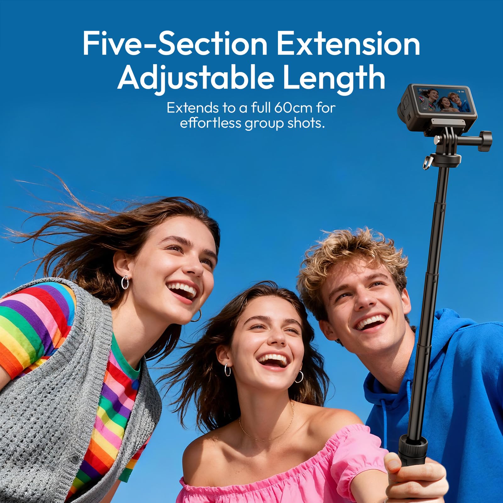 Ulanzi MT92 Kijek do selfie do kamery sportowej, kompatybilny z Go Pro, 2 w 1, wysuwany uchwyt, podróżny kijek do selfie, mini statyw do DJI Action 5/6