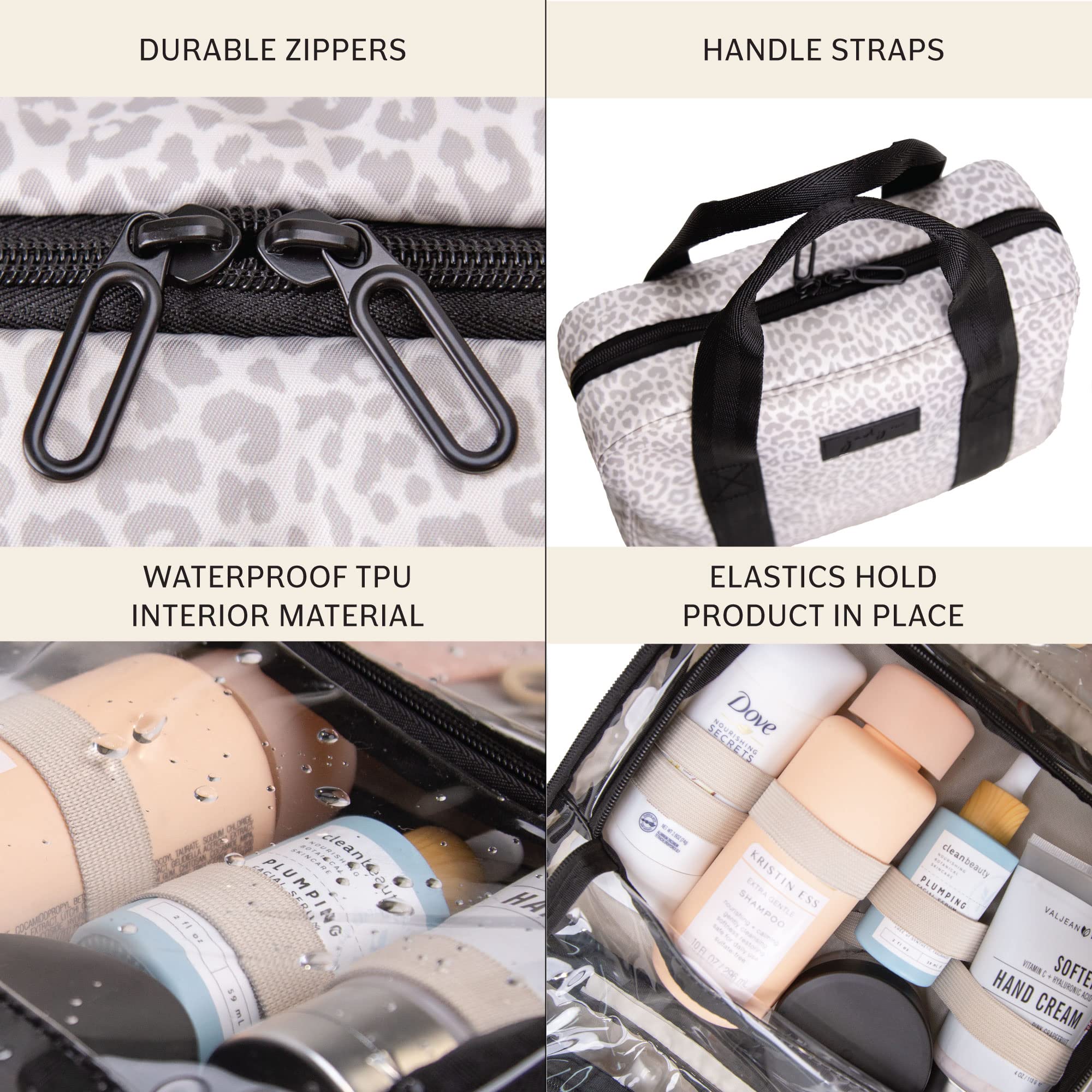 Jadyn Kulturbeutel zum Aufhängen, erweiterbarer Kulturbeutel, Organizer für Frauen, wasserabweisend, große Reise-Kosmetiktasche für Make-up, Toilettenartikel, Lotion, Wüste Leopard, 6.5 Liters