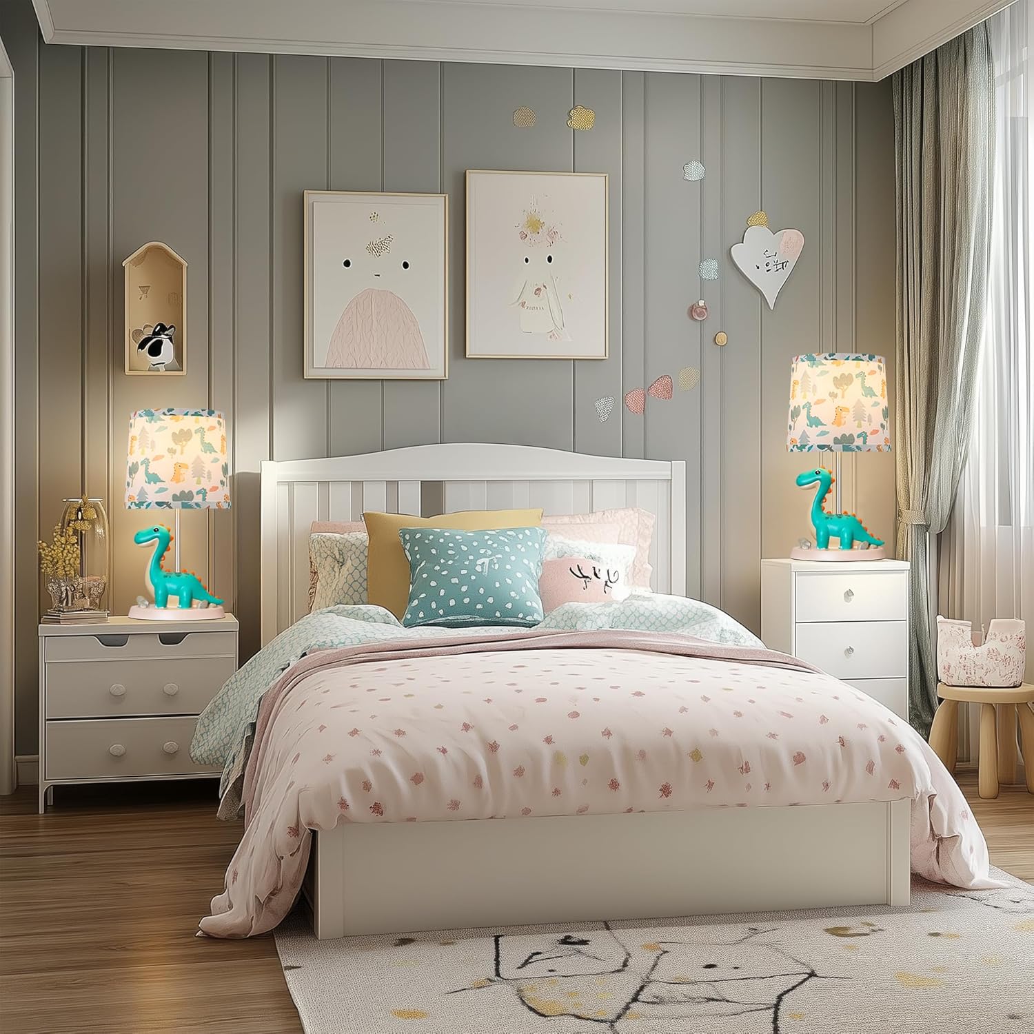 Hamucd Small Green Dinosaur Table Lamp for Bedroom Nightstand Decor,Animal Nursery Single Bedside Lamp for Kid Study Room,Cute Desk Lamp for Boy Girl Toddler Play Room,1 LED Bulb Included - Image 6