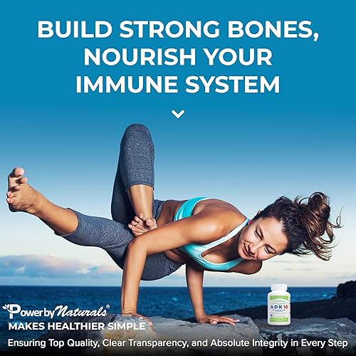 Miniatura 7 de Power By Naturals ADK 10 - Vitamina A de alta potencia, D3 10000 IU, suplemento K2 MK7 – 90 pastillas (1 unidad) para 3 meses de apoyo a la salud