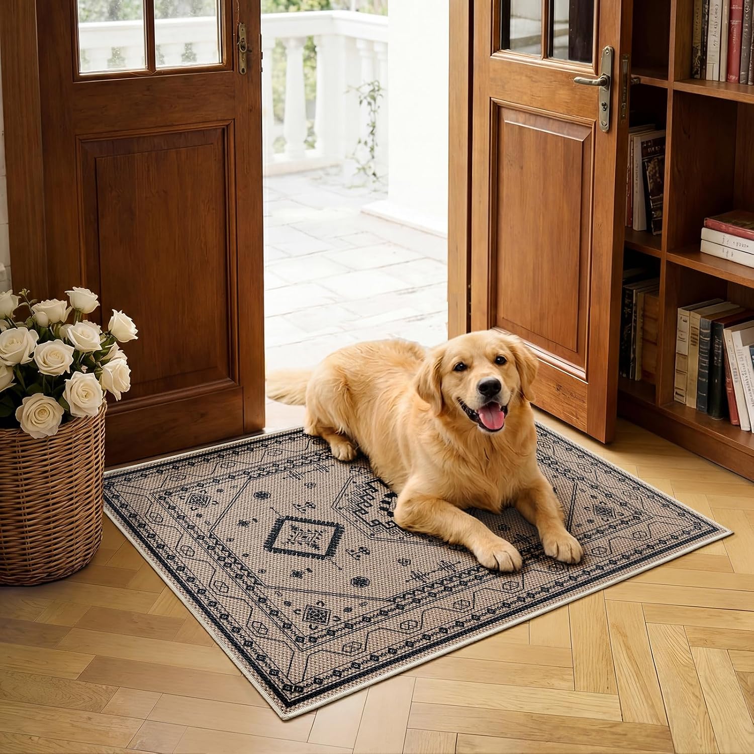 2x3 Washable Non Slip Faux Jute Rug, Durable Boho Entryway Rug Welcome Indoor Mat, Rustic Farmhouse Non Shedding Low Pile Carpet for Entryway Porch Doorway