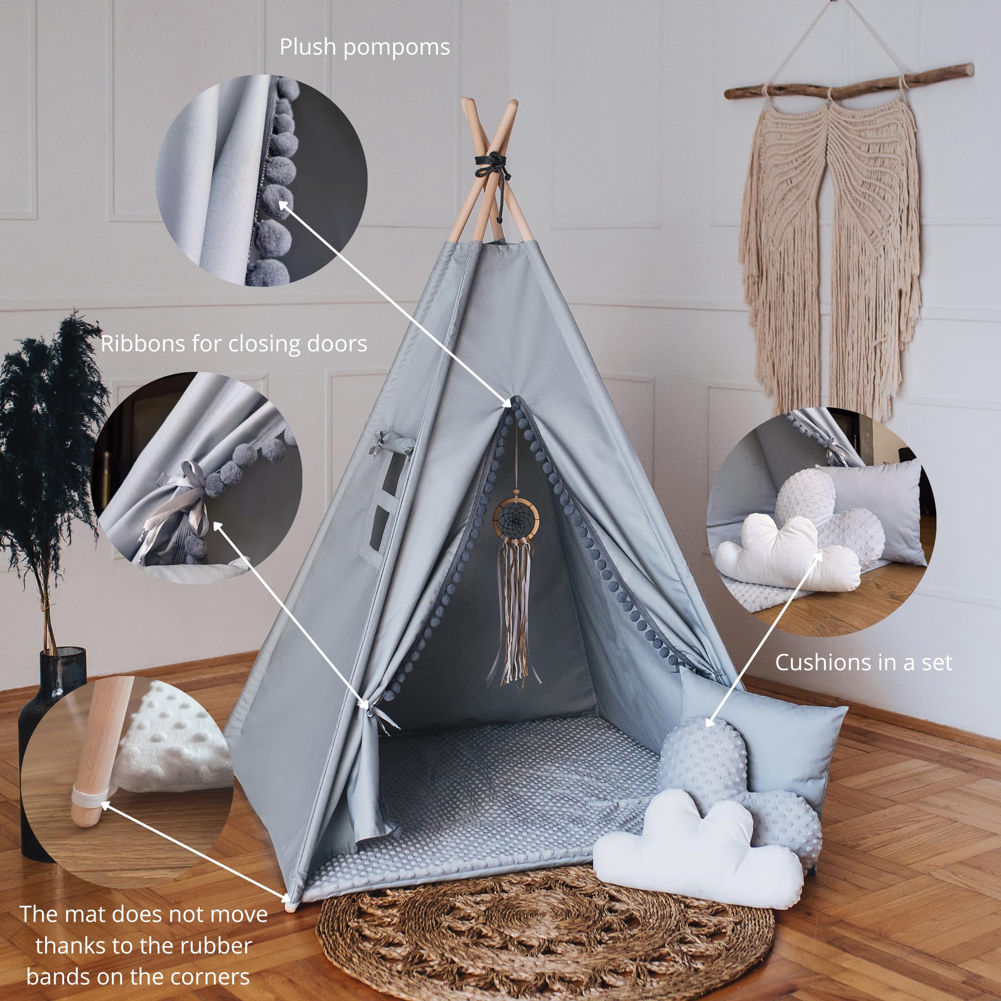 Costway Discovery Play Teepee Wood And Canvas Kids Toys Spnor
