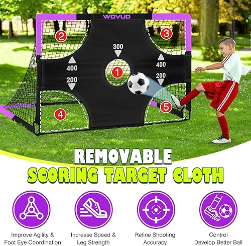 Miniatura 4 de Kids Soccer Goals for Backyard Set of 2, 6x4 ft Portable Toddler Soccer Goal Training Equipment with Soccer Target, Ball, Cones, Soccer Net for Kids