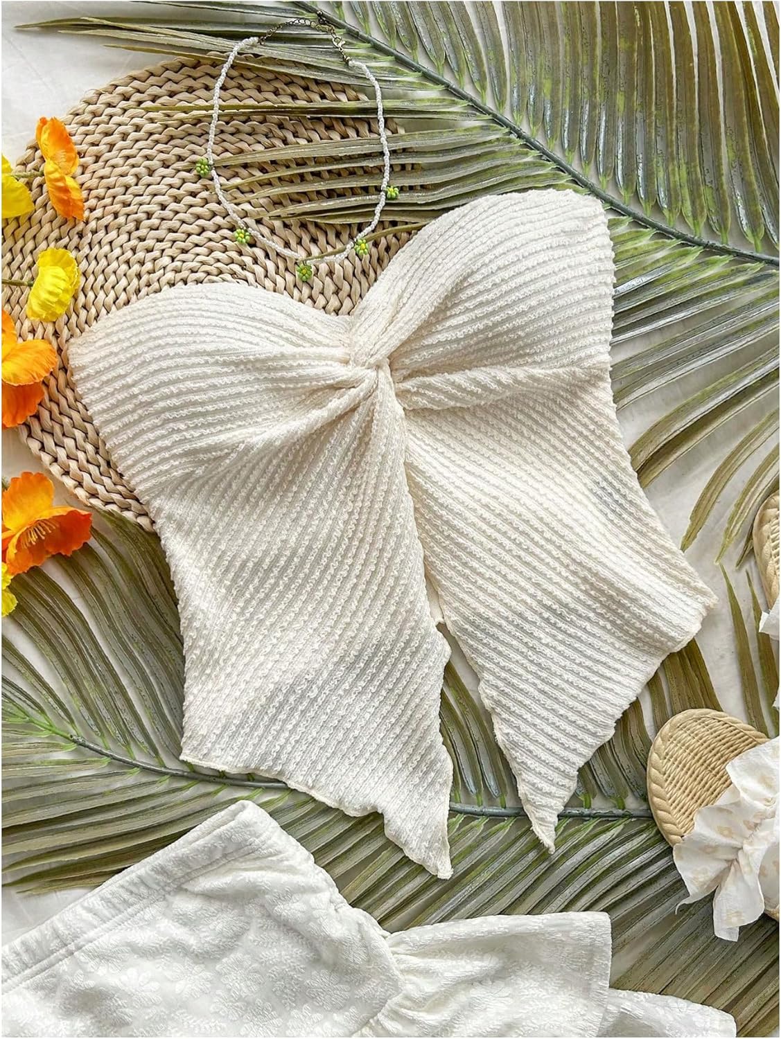 WDIRARA Women's Twist Front Split Hem Tube Top Y2k Strapless Bandeau Asymmetrical Tops - Image 2