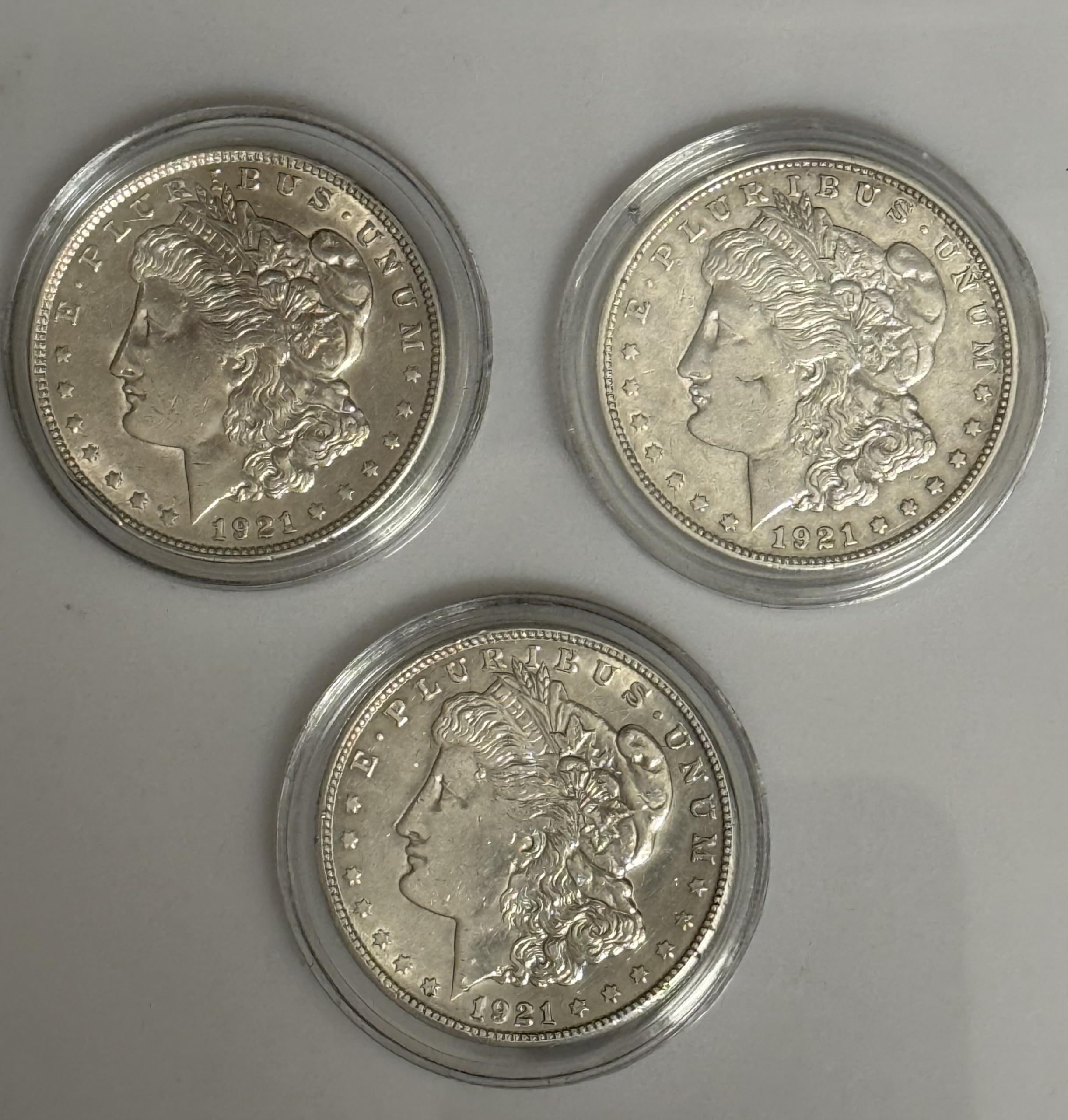 1921 Morgan Silver Dollar 3枚セット 1921 Morgan Silver Dollar Collection, Set of 3 Coins (S,P,D Mint