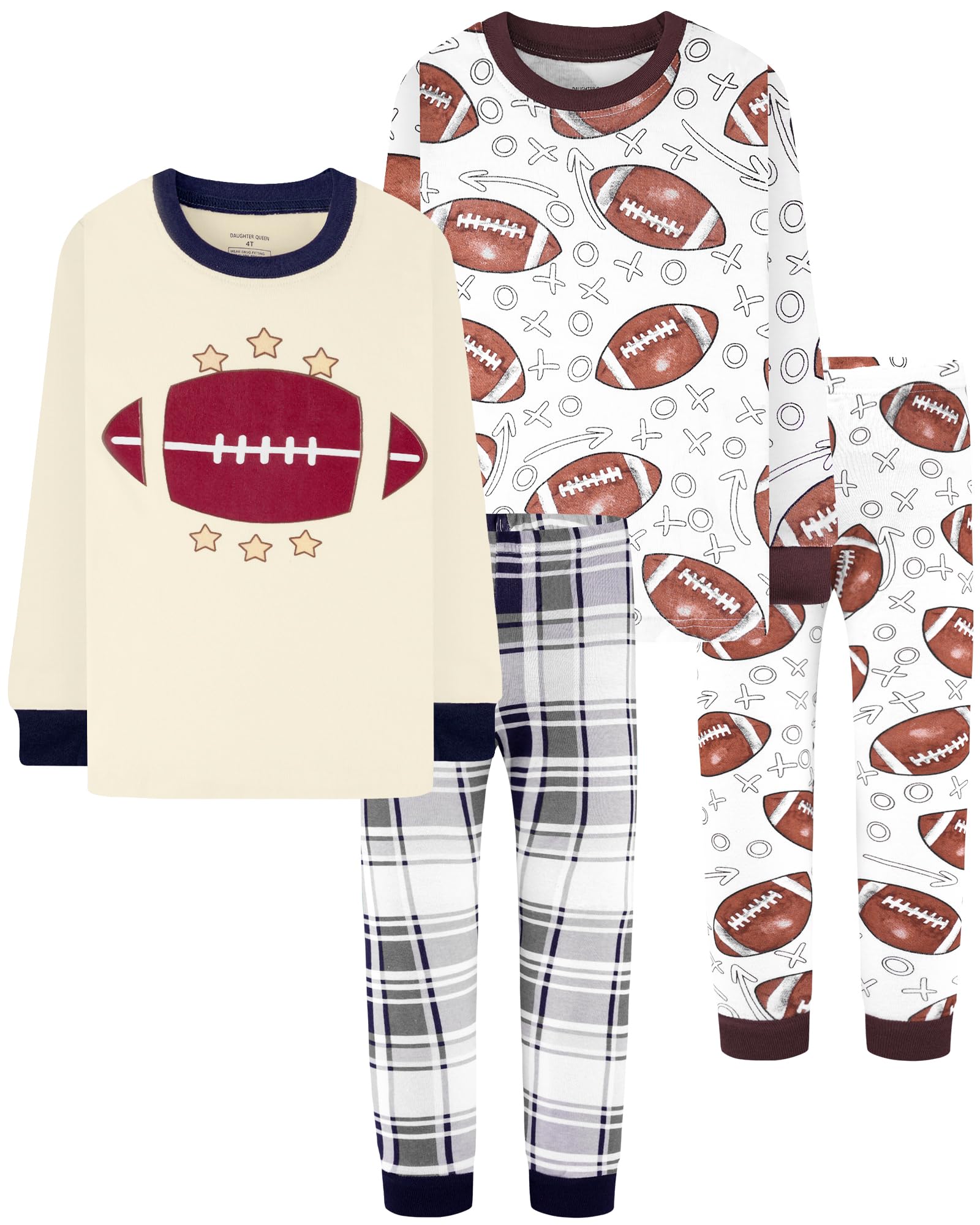 DAUGHTER QUEEN Boys 100% Cotton Long Sleeve Pajamas Size 18Months-12Years