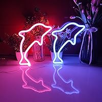 Vista 5 de JYWJ Dolphin Neon Sign,USB or 3-AA Battery Powered Neon Light,LED Table Decoration,Bedroom Wall Decoration,Birthday Gift,Wedding Supplies Business