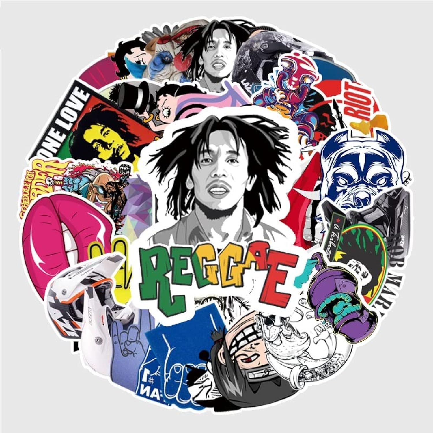 Stickers for Adults,Water Bottle Stickers, Cute Stickers, Waterproof Laptop Skateboard Phone Stickers Art-Craft for Kids Teens Girls. (50 pcs) (BOB Marley)