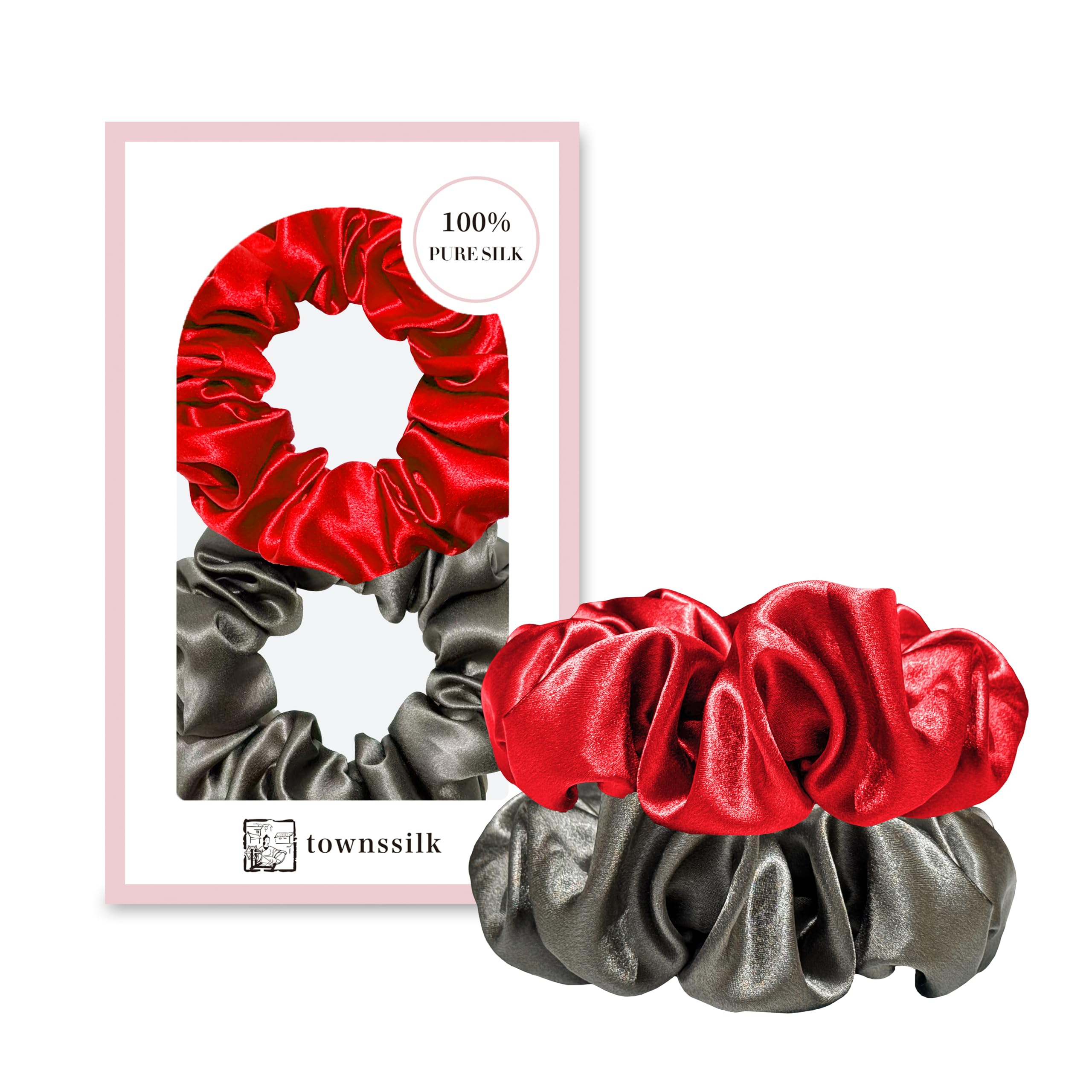 Townssilk Silk Skinnie Haargummis, 100% reine Maulbeerseide, 22 Momme, haarfreundliche, luxuriöse, elastische Haargummis