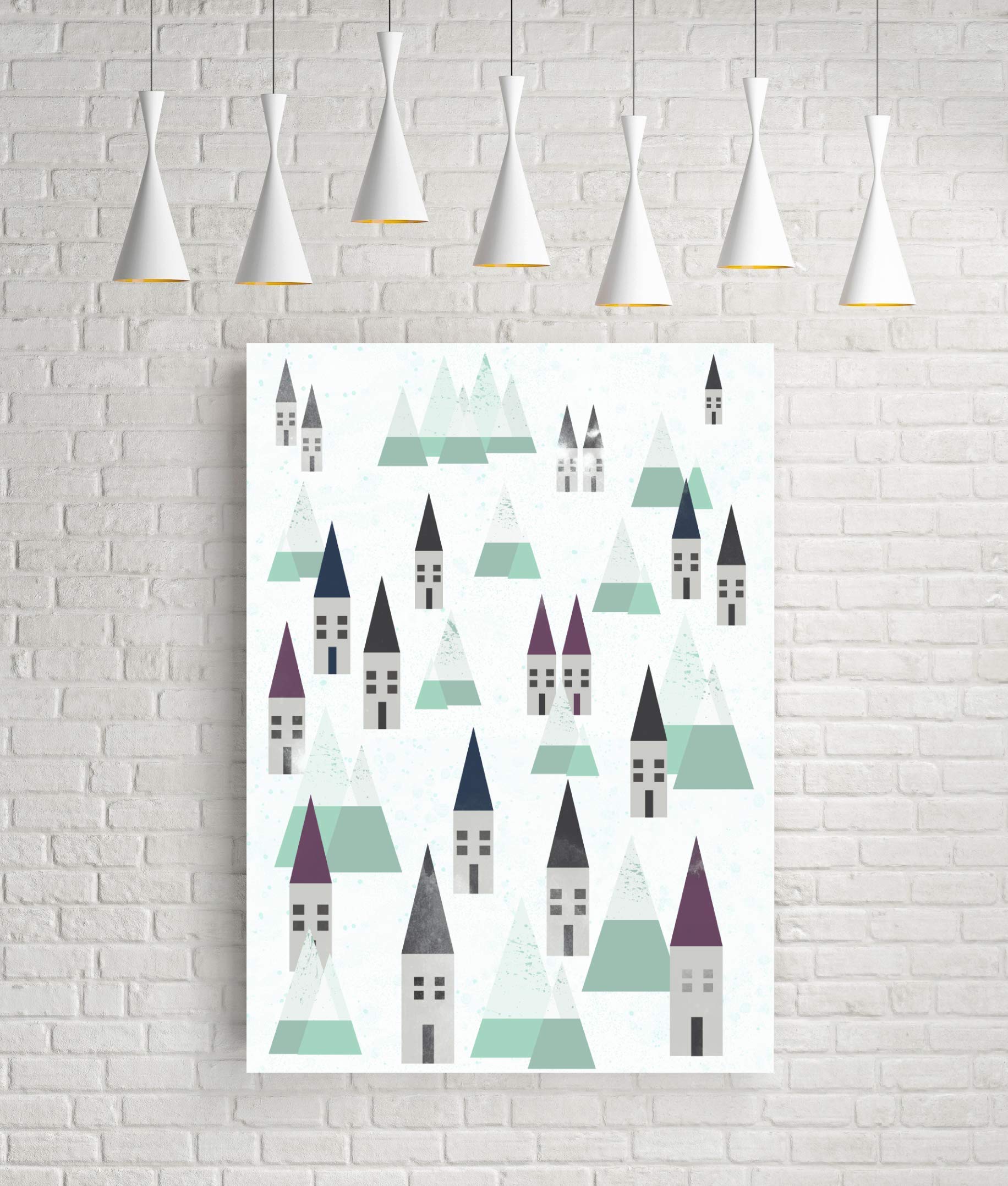 Winter village - Giclée art print by FLATOWL