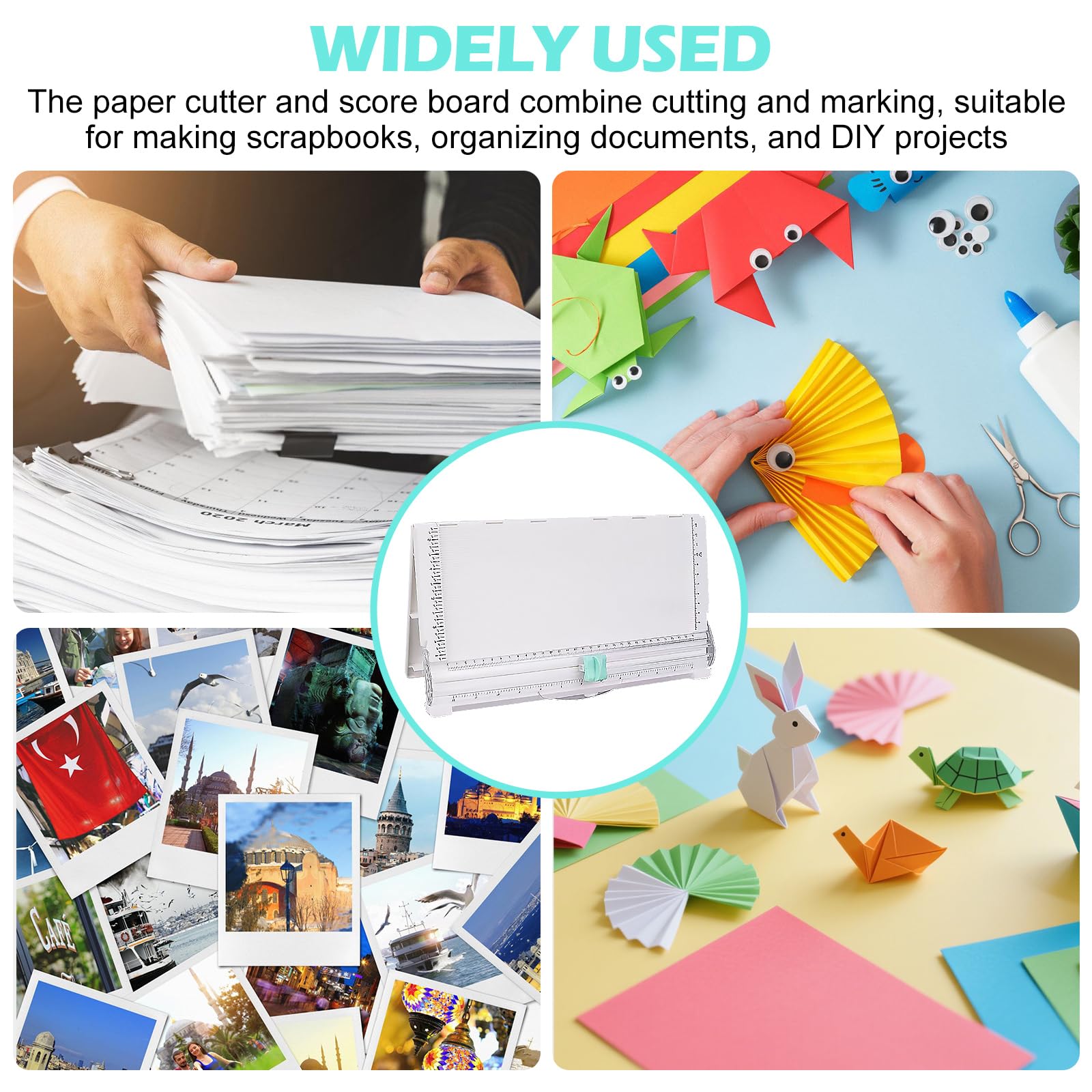 Coupe-Papier Et Tableau De Bord 2 En 1, Massicot A4 Avec Fonction Pliage, Coupe Papier, Coupeur Guillotine Portable, Planche De Taille Et De Découpe Pour Faisant Du Scrapbooking, Bureau