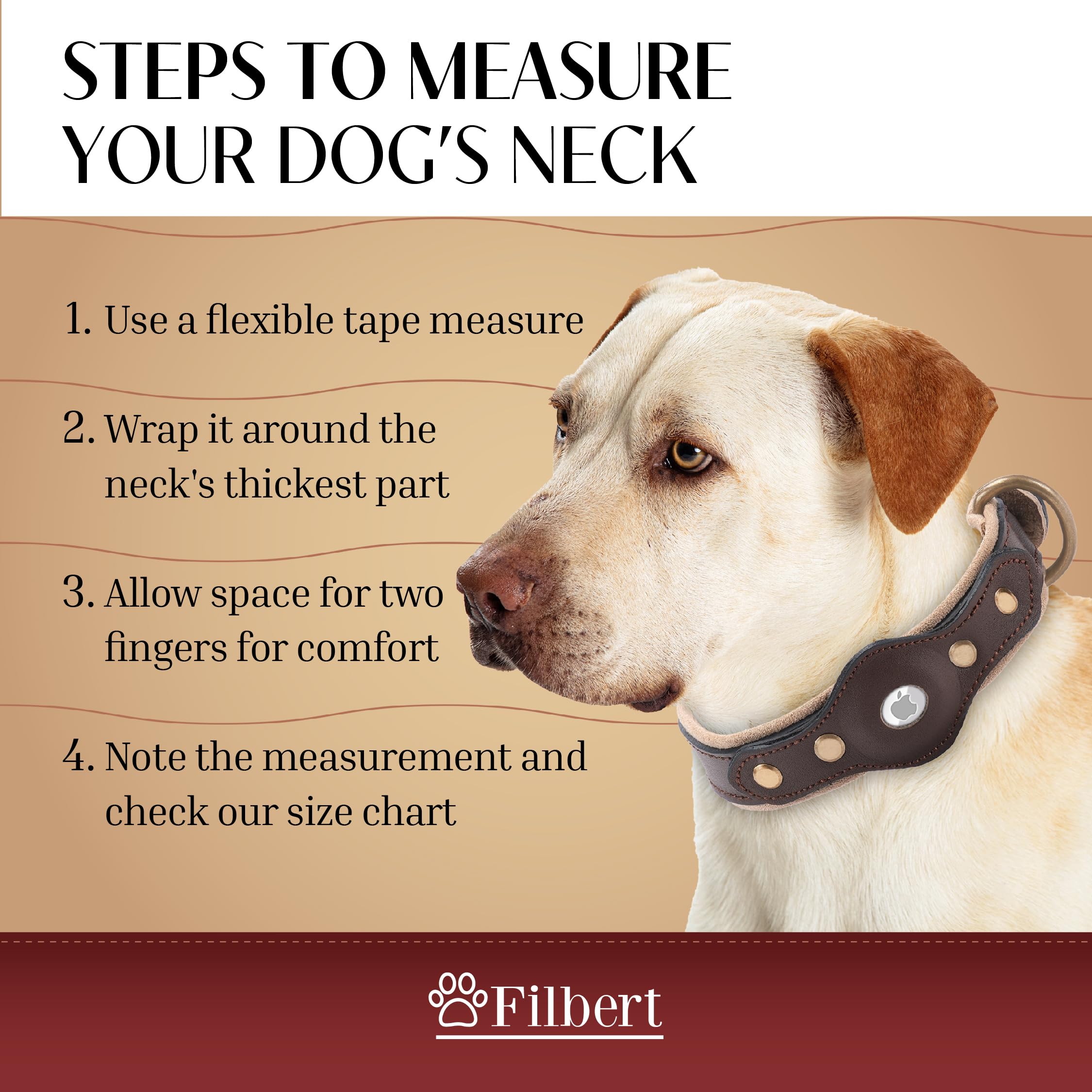 Filbert Collar de perro con soporte para Airtag, collar de perro Airtag, collar de cuero para perro Airtag, collares de cuero para perros grandes compatibles con Apple Air Tag, collar Airtag 5