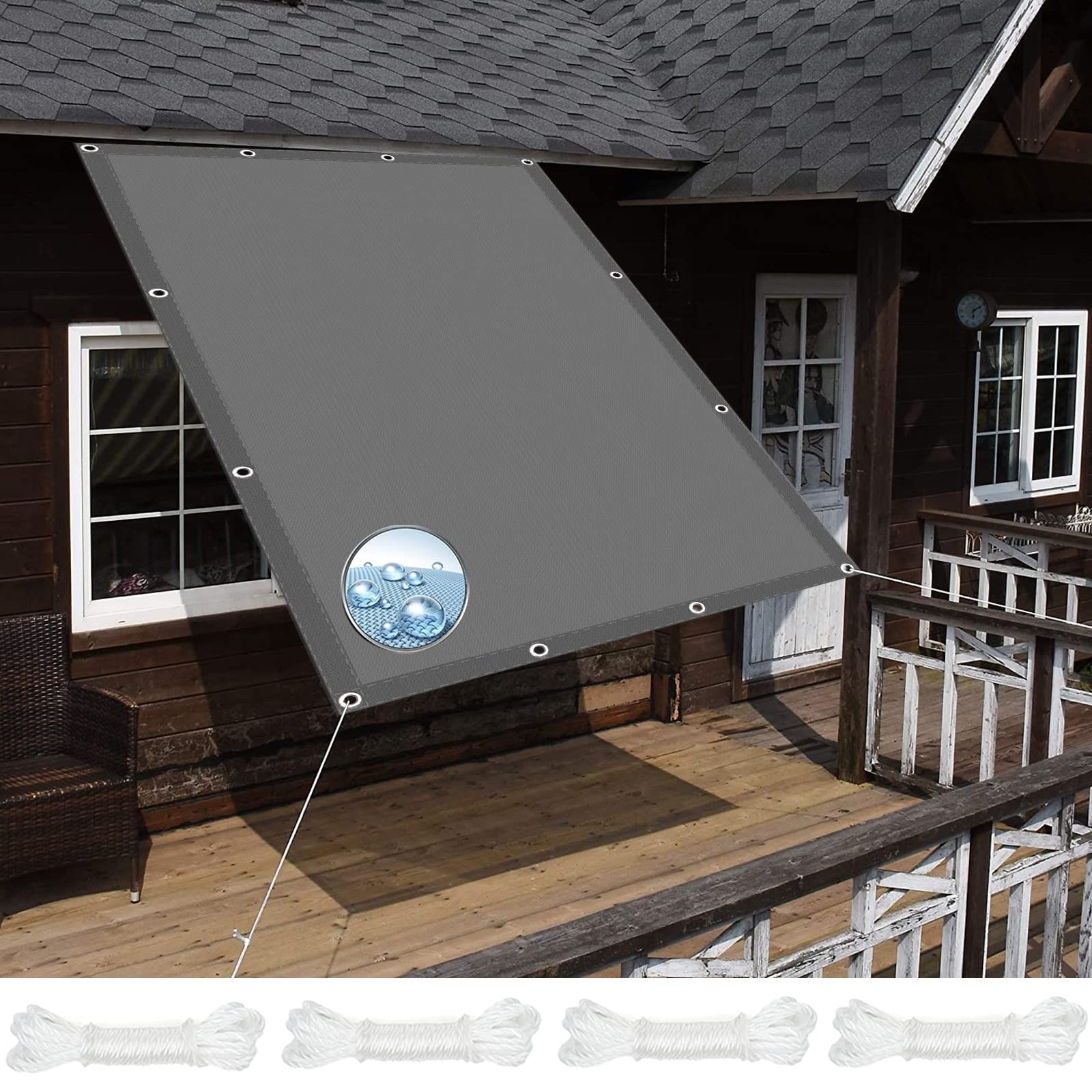 Voile ombrage imperméable 6x8m protégez votre terrasse de la pluie et UV