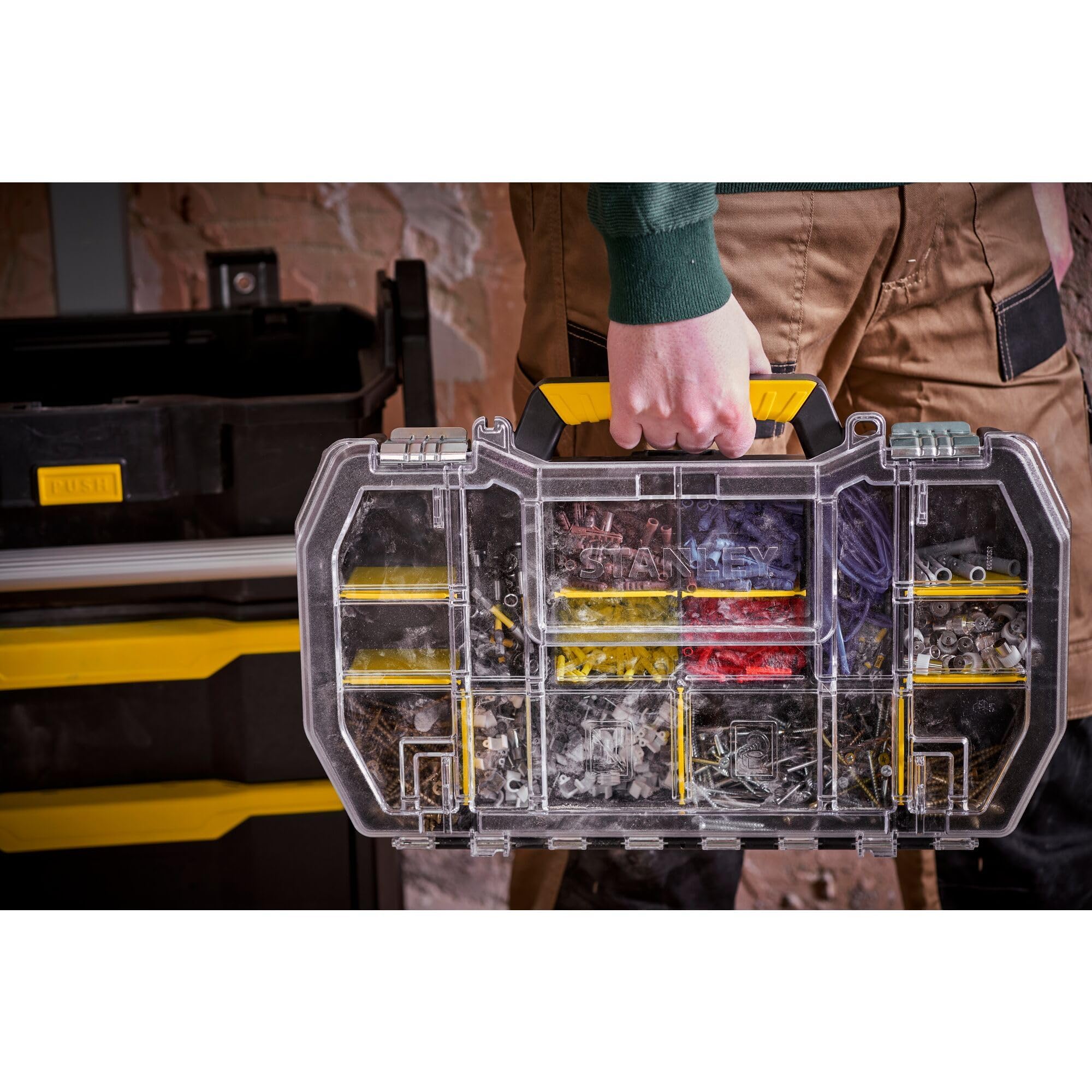 Stanley STST1-79231 - Taller Móvil para Herramientas 2 en 1, 56 x 38.2 x 76.4 cm, Negro/ Amarillo