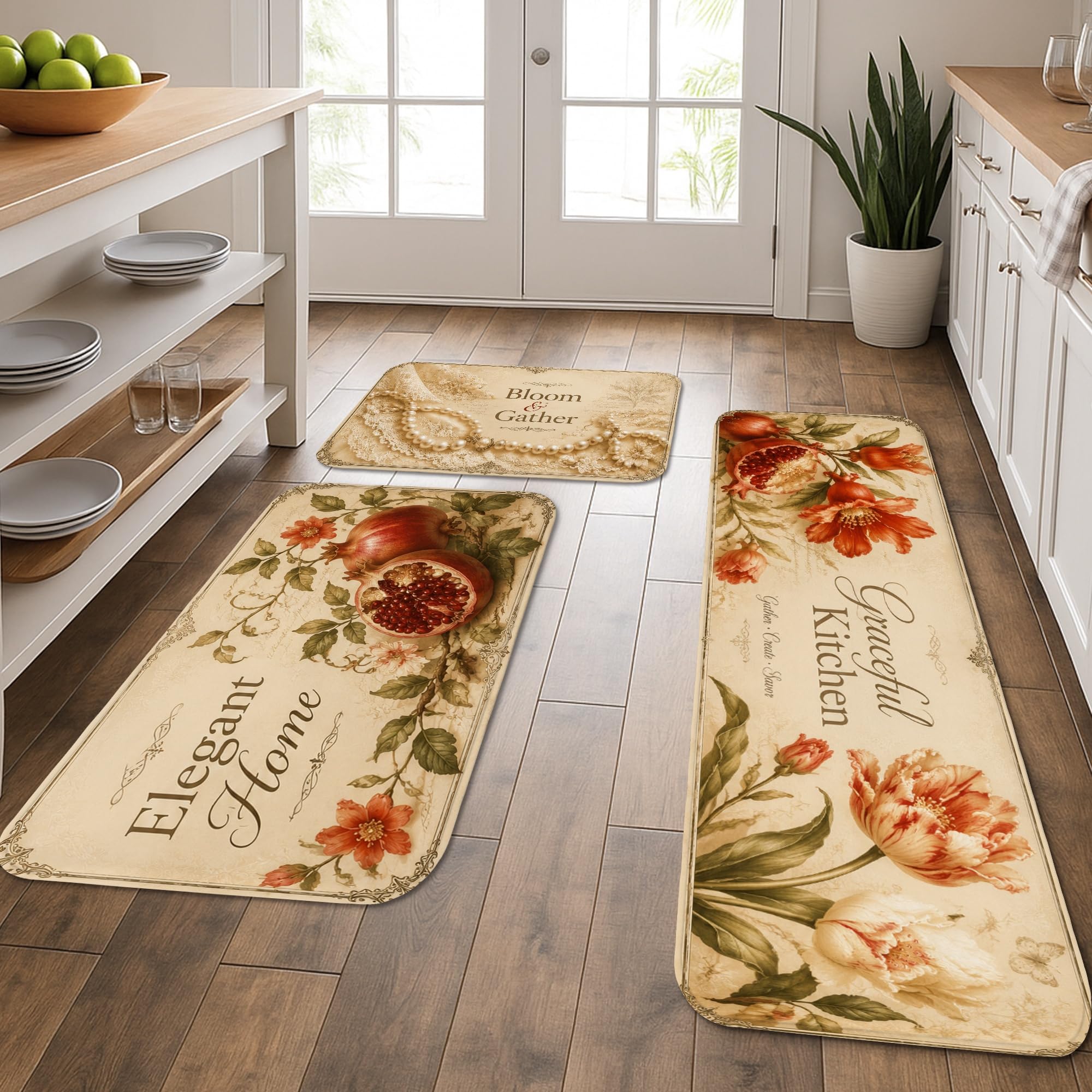 Tapis de cuisine moelleux au design floral raffiné pour intérieurs exigeants