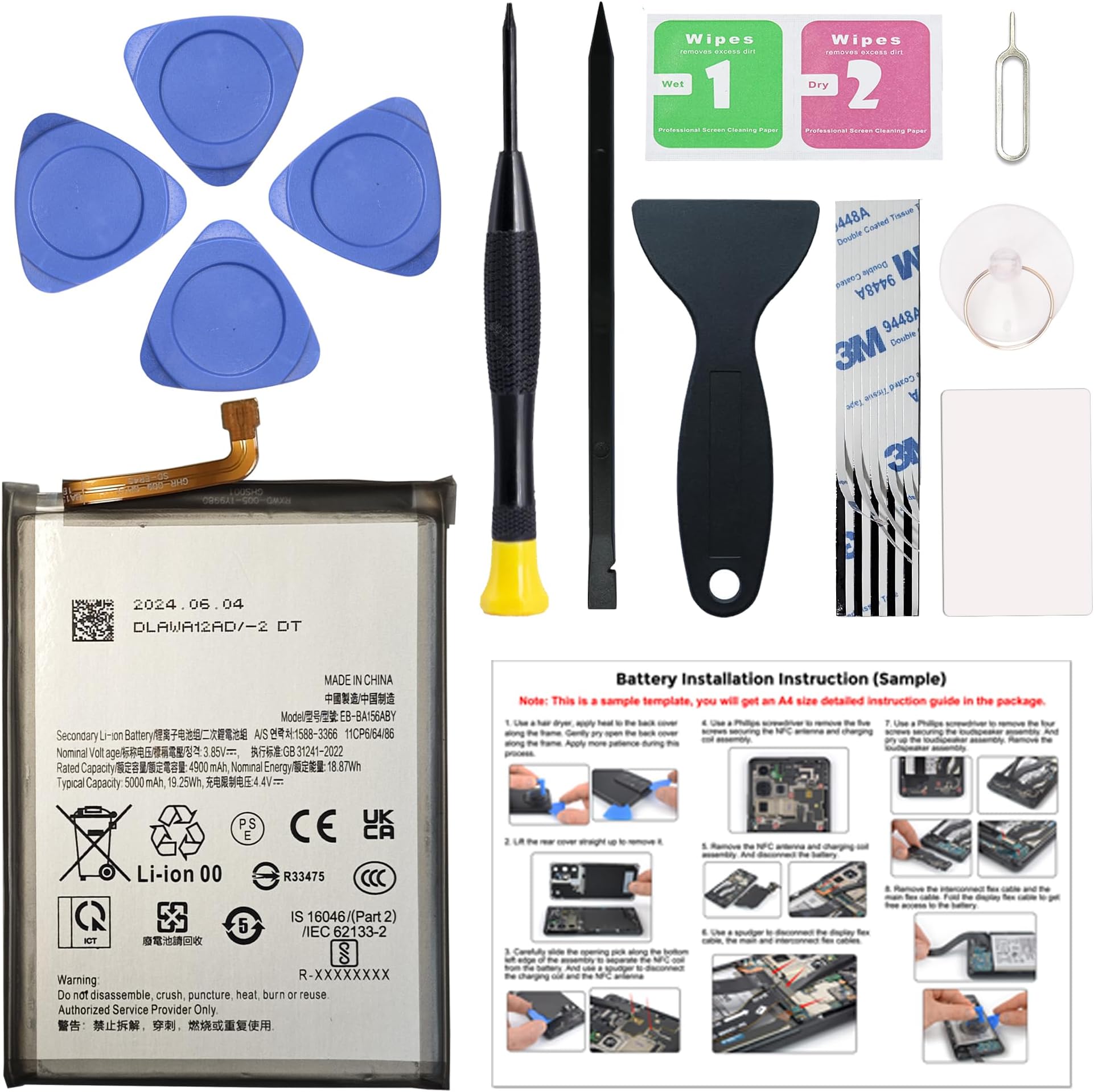 New Upgraded Battery for Galaxy A15 5G, EB-BA156ABY Battery Compatible with Galaxy A15 5G with Instruction & Tools