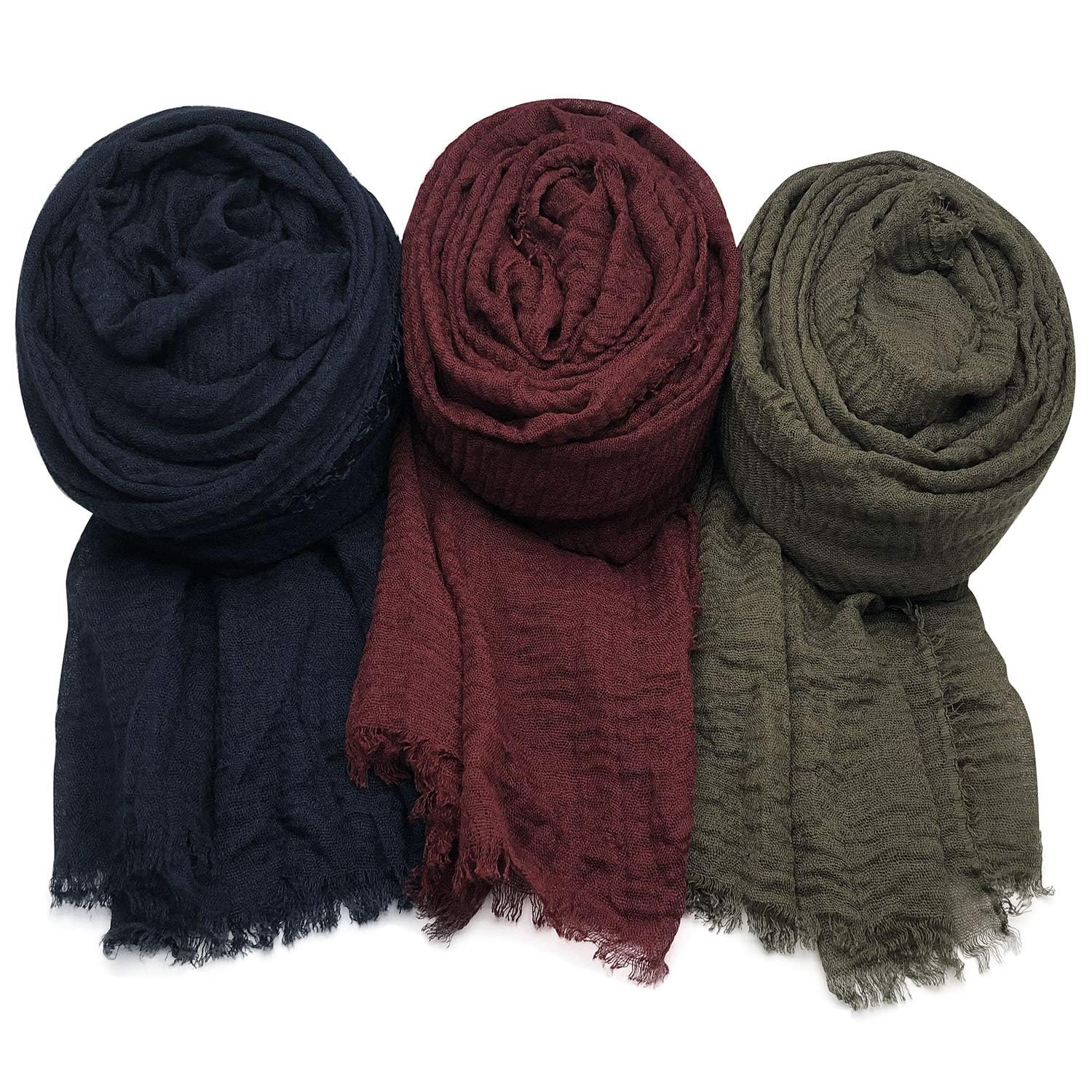 icw Women's Premium Wrinkle Ironless Crush Crinkled Cotton Summer Hemp Scarf Stoles Shawl head scarves for girls-picture-41