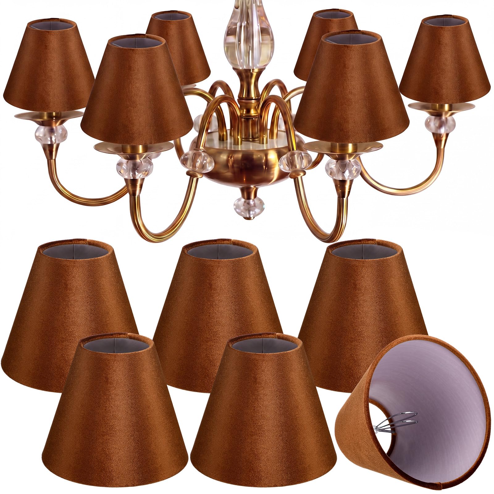Photo 1 of Ropoloogy Velvet Clip-on Lamp Shade 6" Dia x 5" H - Brown (6 Pack)
