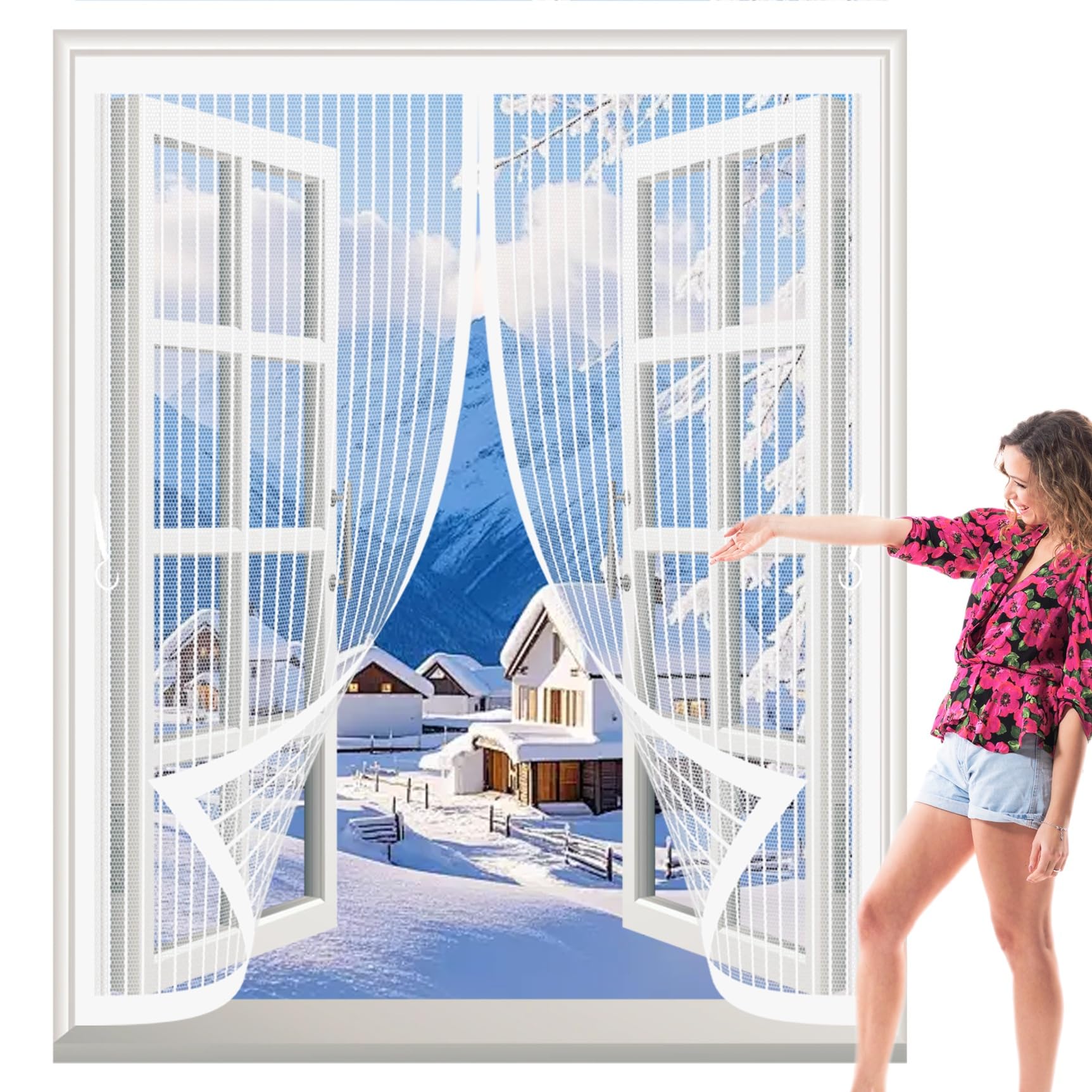 Moustiquaire fenêtre rideau anti moustique pour tous types de fenêtres 130 x 70 cm