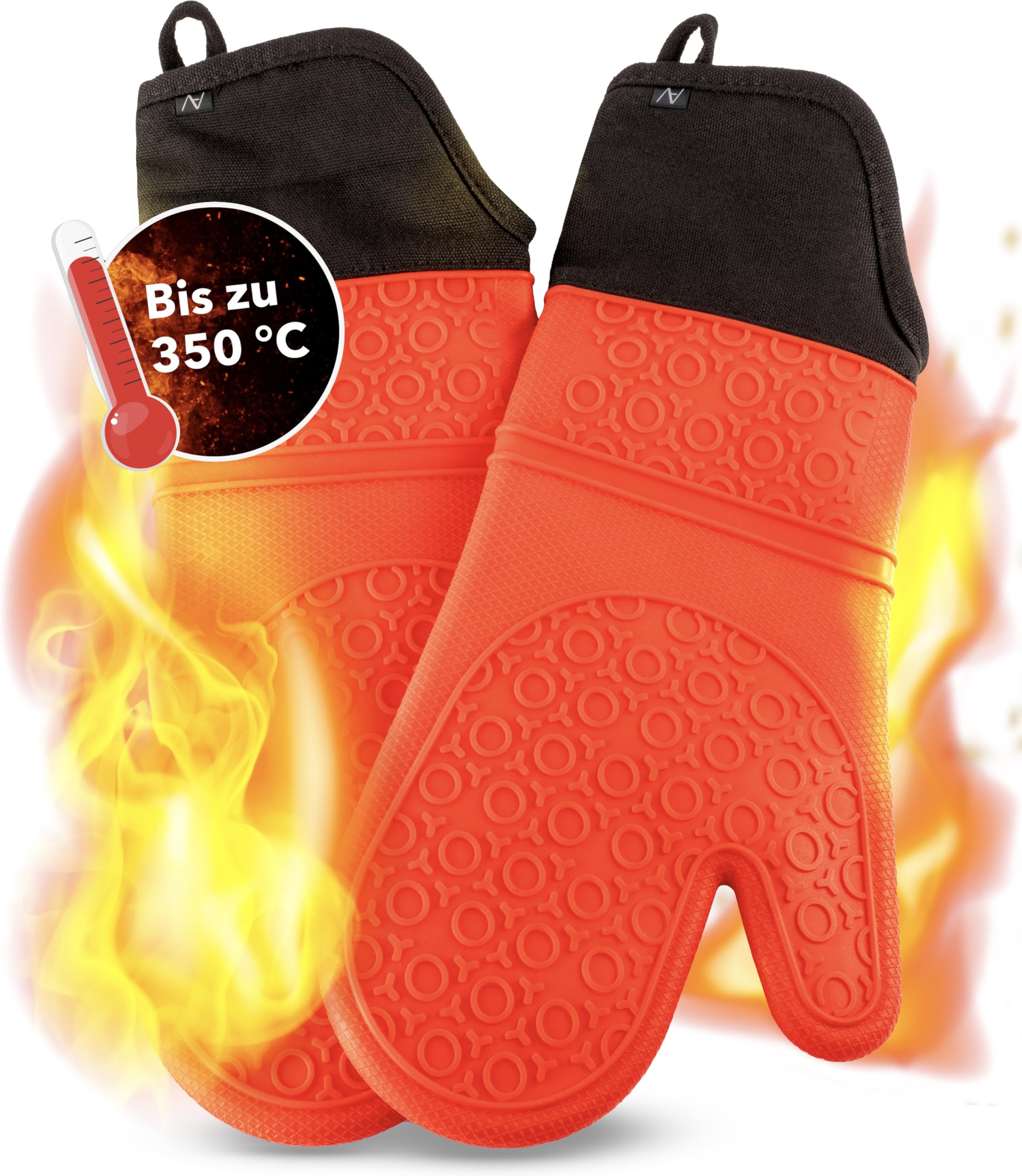 Wanheart Ofenhandschuhe Aus Silikon – 2er Set, BPA-frei & Hitzebeständig Bis 260°C | Mit Baumwollfutter | Wasserdicht & Rutschfest