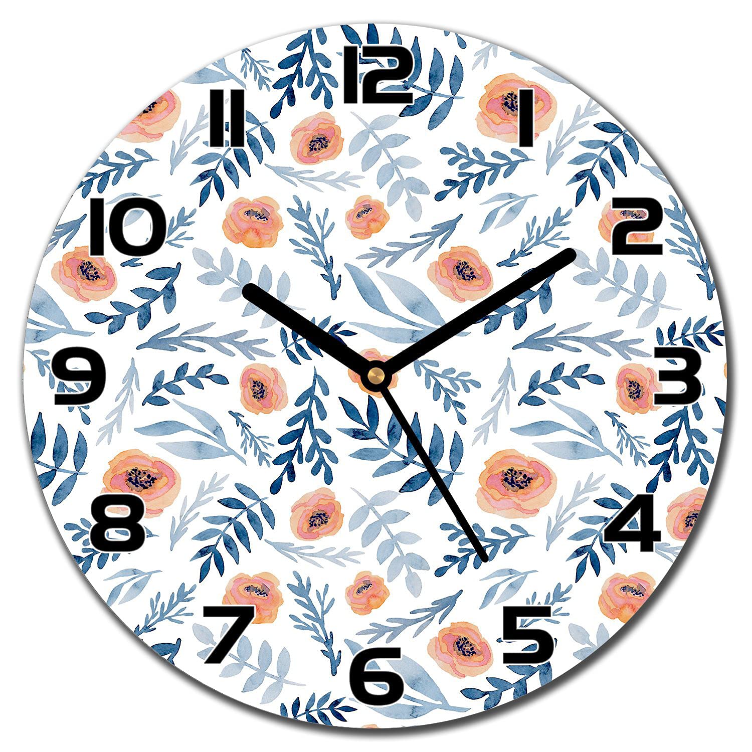 Horloge en verre Fleurs H Coloray 30 cm pour cuisine moderne