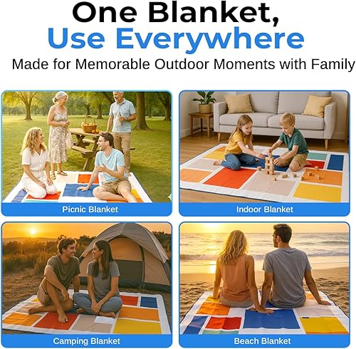 Miniatura 14 de scuddles Manta compacta de pícnic, tapete extragrande de 79 x 59 pulgadas para exteriores con diseño impermeable de 3 capas, forro polar suave, Azul