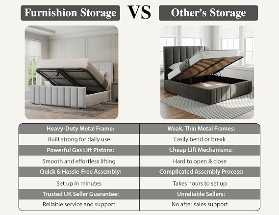 King Size Bed Frame with Storage - Silver Velvet Ottoman Bed King Size - Panel Storage Bed Mattress Not Included - 48inch High Headboard