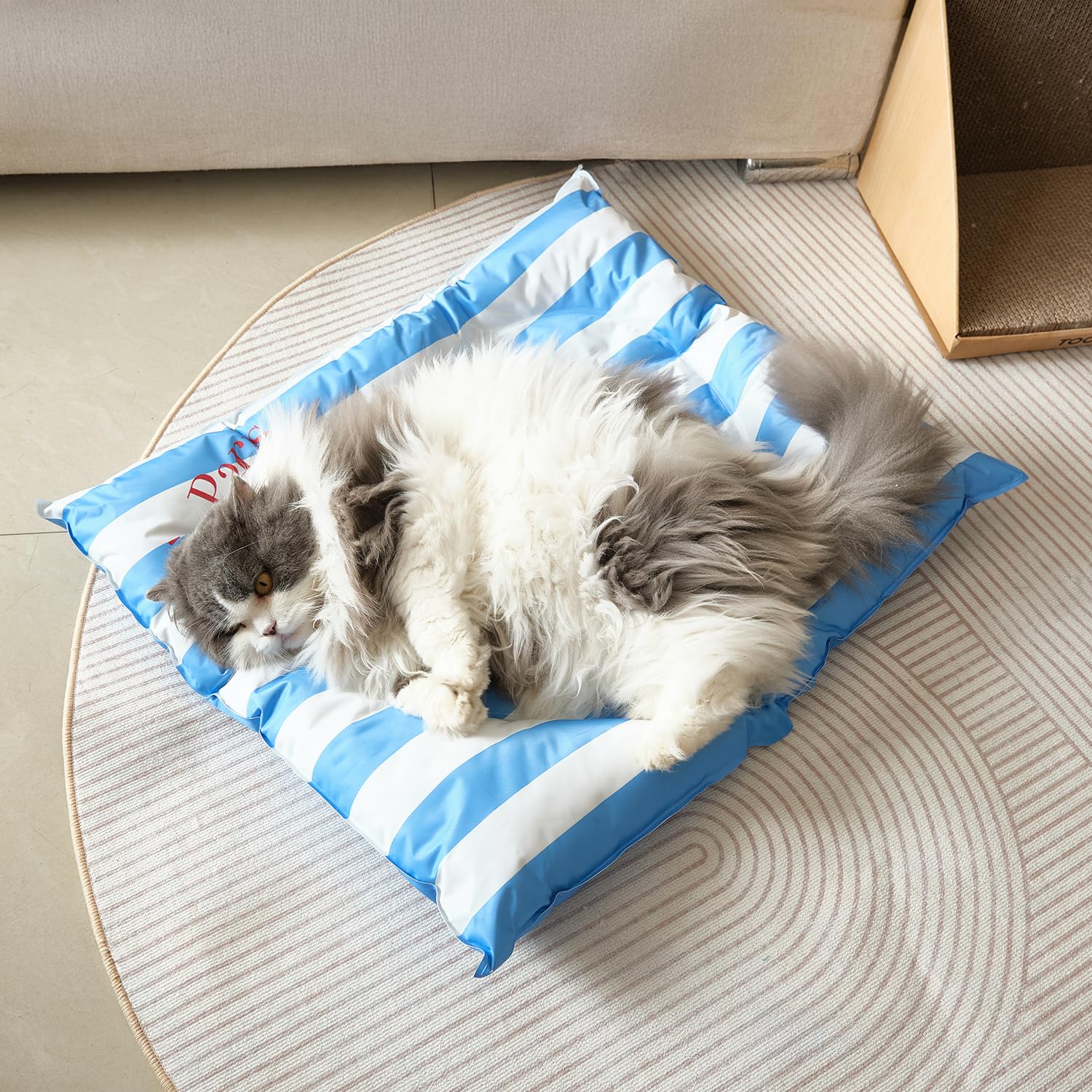 Pet Cooling Pad.Self-Cooling Gel Material.pet Water Bed for Cats.Ice pad for pet Bed Medium Size Dog and cat beds for Indoor Cats, Washable Dog Bed suitable26.3X22.4 in (Blue