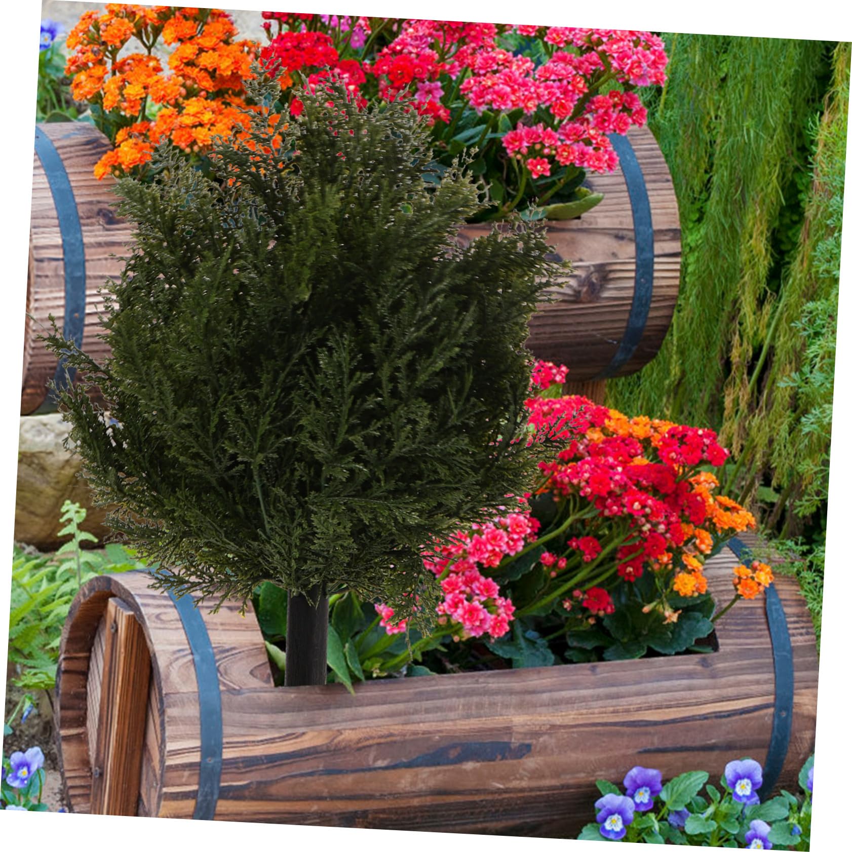 Gatuida Faux Arbre de Cèdre avec Piquet Topiaire Artificiel pour Allée Jardin Décoration Extérieure de Noël Branches de Conifères Fausses Plantes pour Porche Terrasse