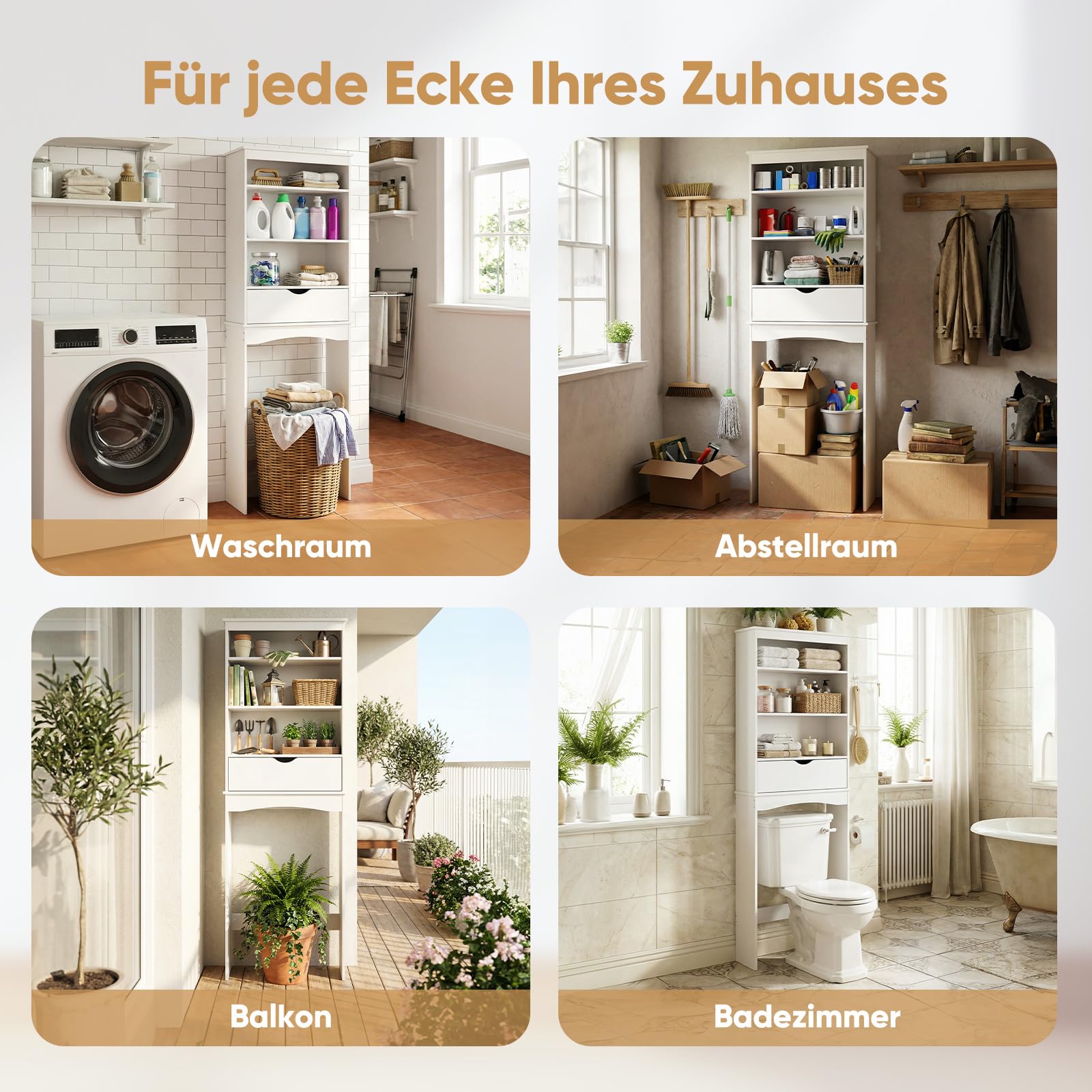 HOKEEPER Badschrank Weiß