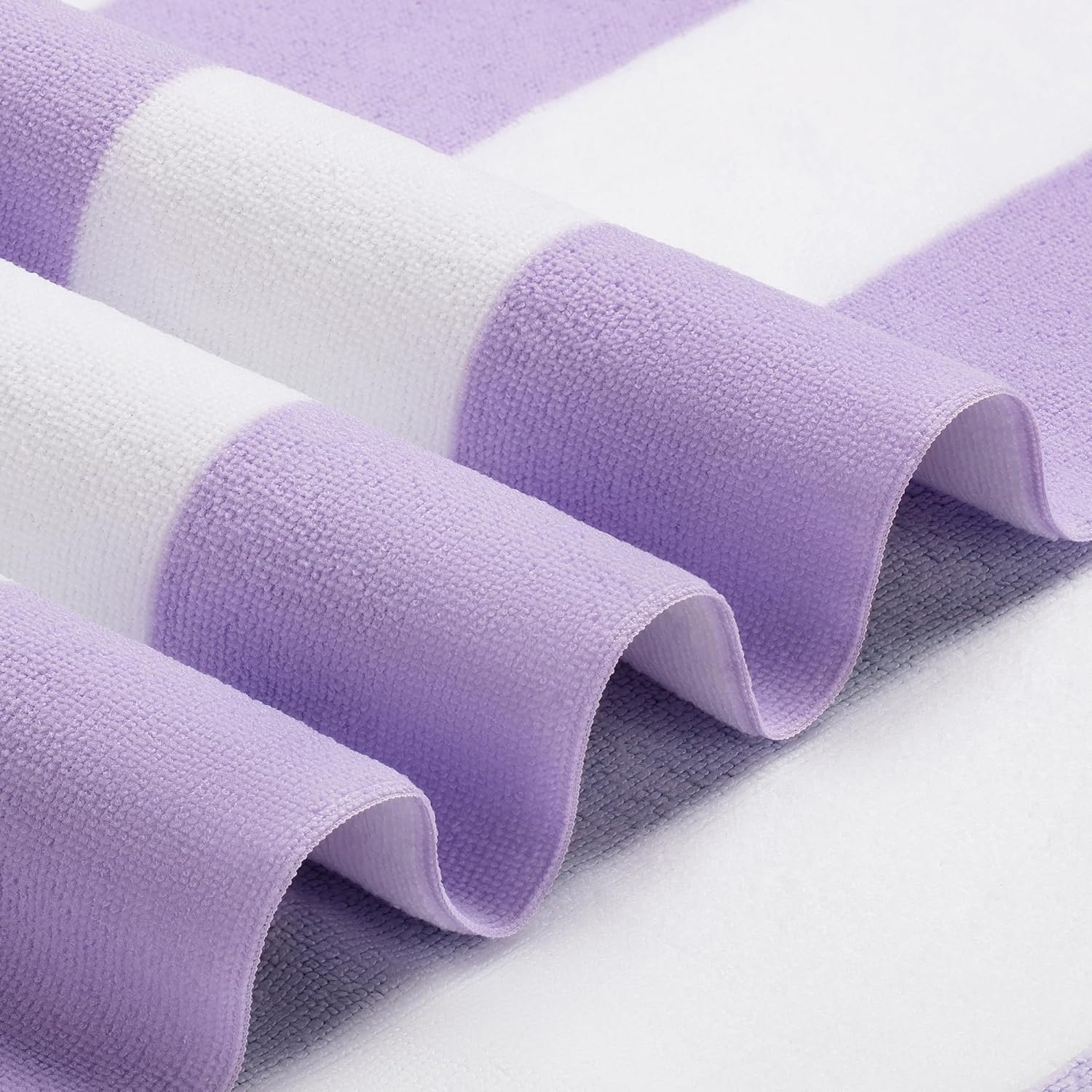 WILFA Extra Large Striped Lightweight Pool Towel, XL Mircofiber Cabana Swim Travel Towel for Adults, Light Purple - Image 3