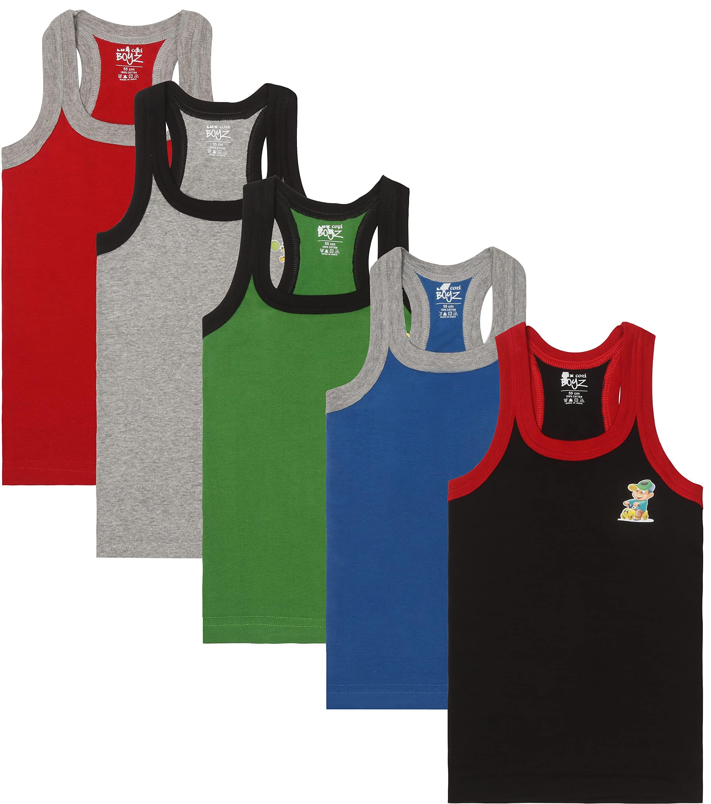 Lux Cozi Sleeveless Cotton Regular Fit Vest For Kids Boy's.