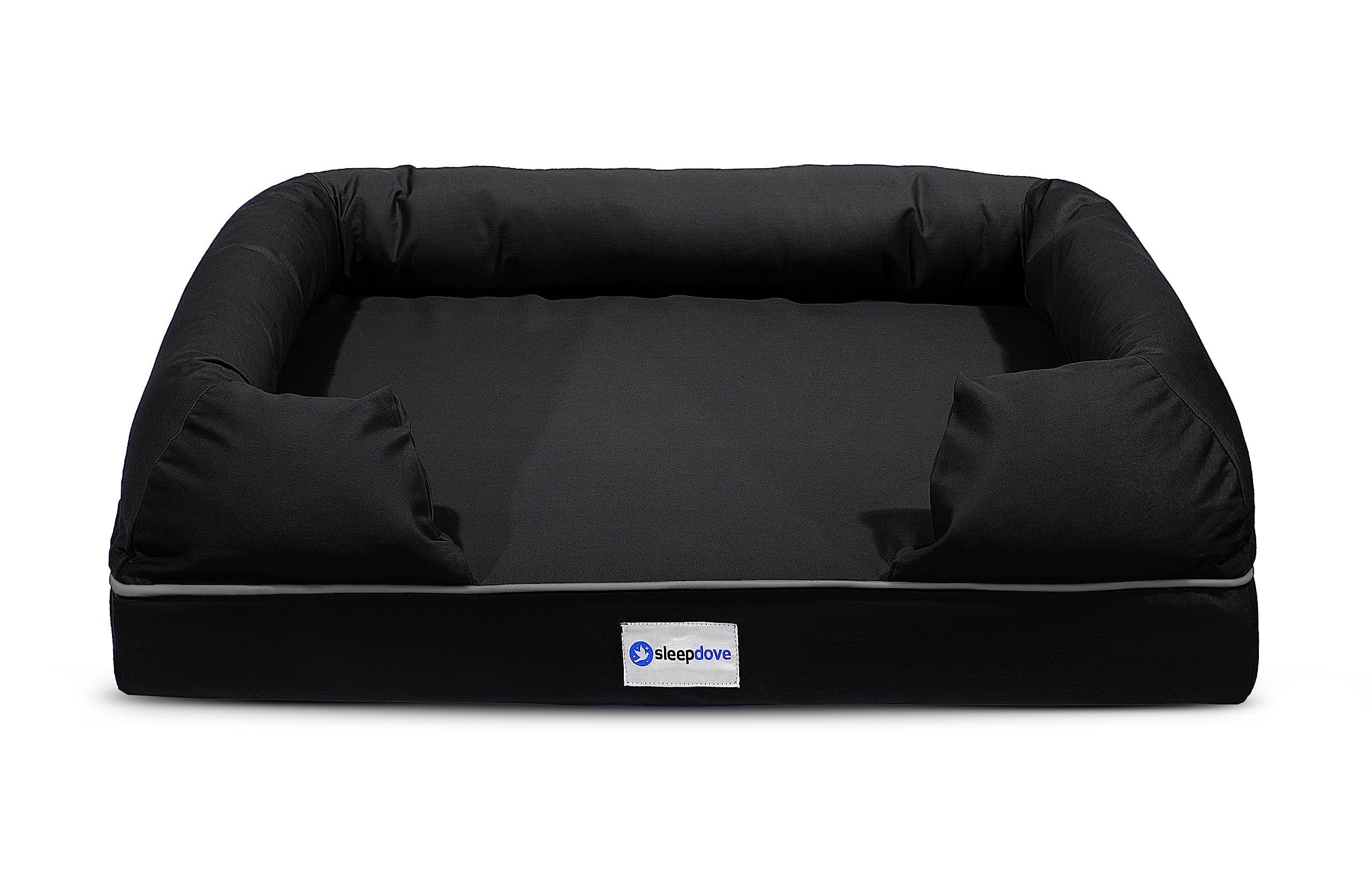 Sapphire Collection Orthopaedic Memory Foam Waterproof Dog Bed -Eases Pain - Therapeutic & Supportive - Washable Cover Memory Foam & Polyfill Bolsters Water Resistant & Tear Resistant (Small, Black)