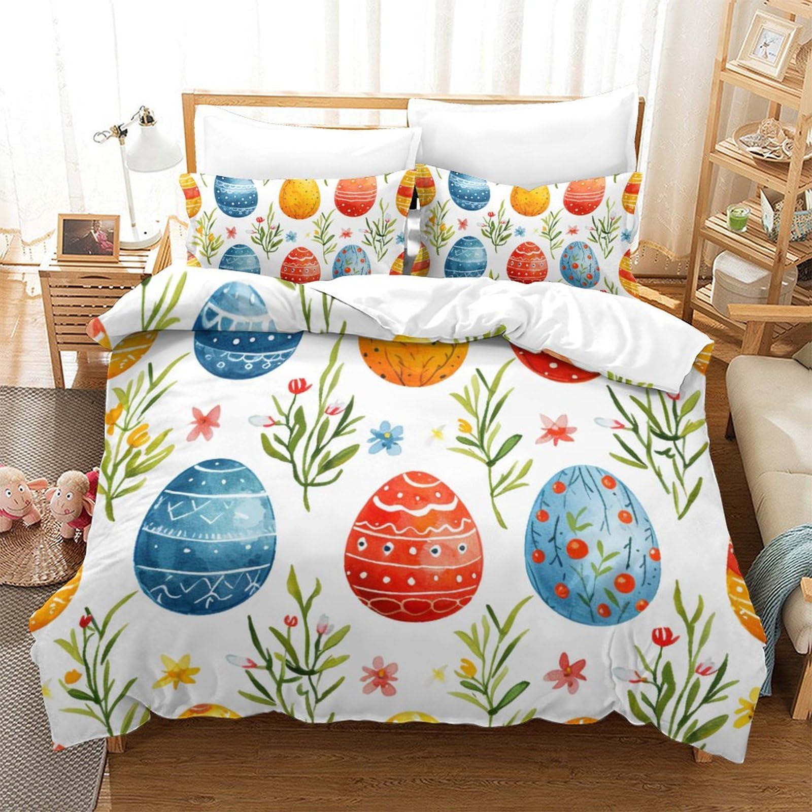 Housse de couette 3 pièces Oeufs de Pâques moderne Super King