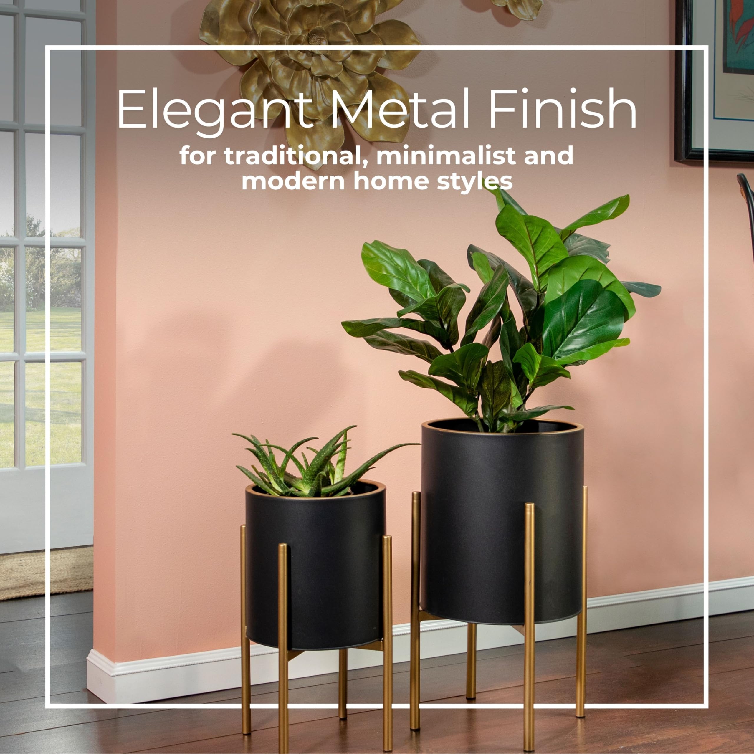 Amazon.co.jp: Sagebrook Home ゴールドスタンド付きブラックメタル