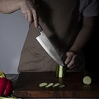 Vista 5 de Cuchillo Kiritsuke de 8 pulgadas, mango de resina de madera estabilizada, Damasco Vg10, 67 capas, cuchillos de chef japoneses de madera estable