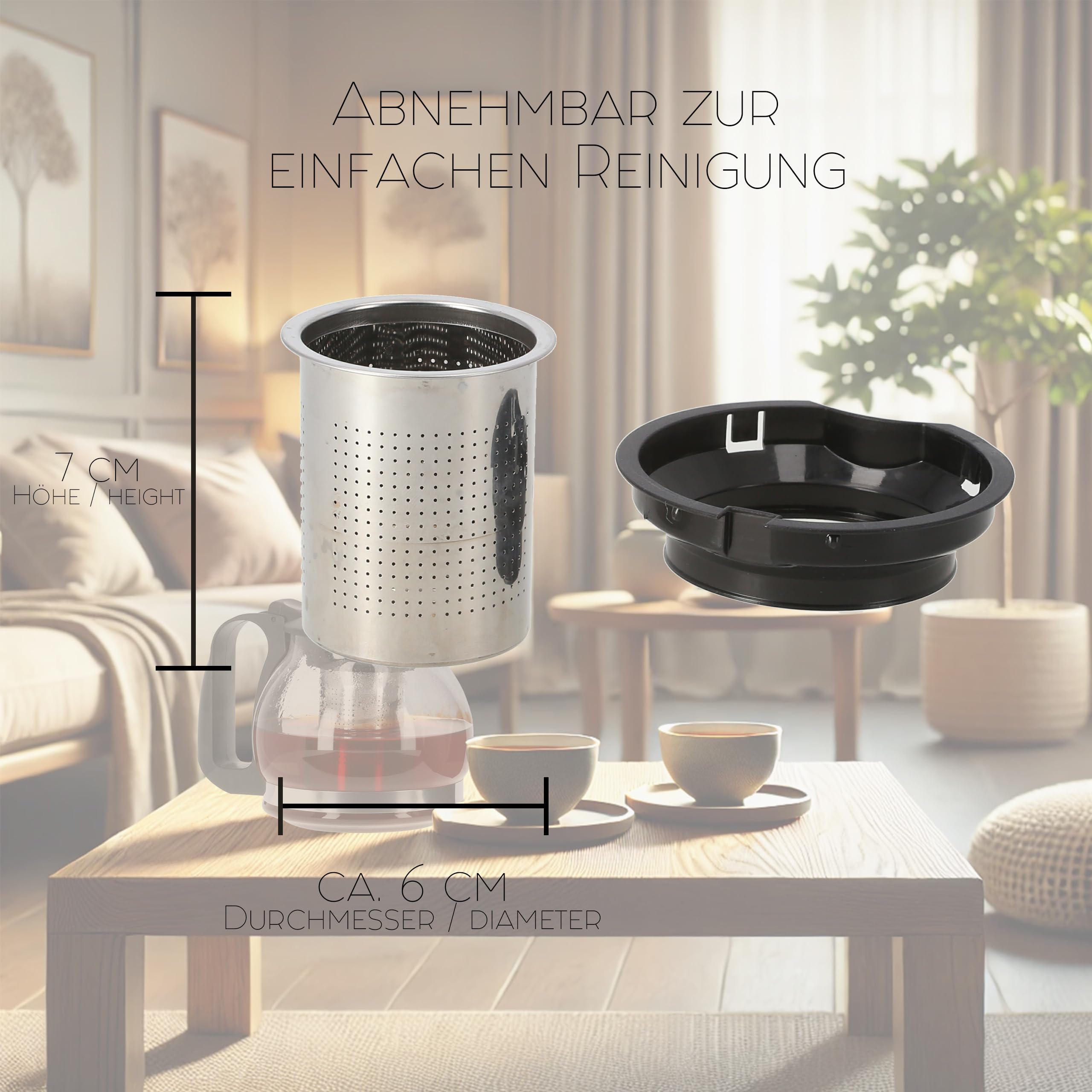 Lantelme Teekanne Borosilikatglas mit Deckel 1,25 Liter mit Siebeinsatz tropffrei und hitzebeständig | Glaskanne für Kräutertee Früchtetee und Teezubereitung | Glas Kanne mit Sieb für Tee und Kaffee