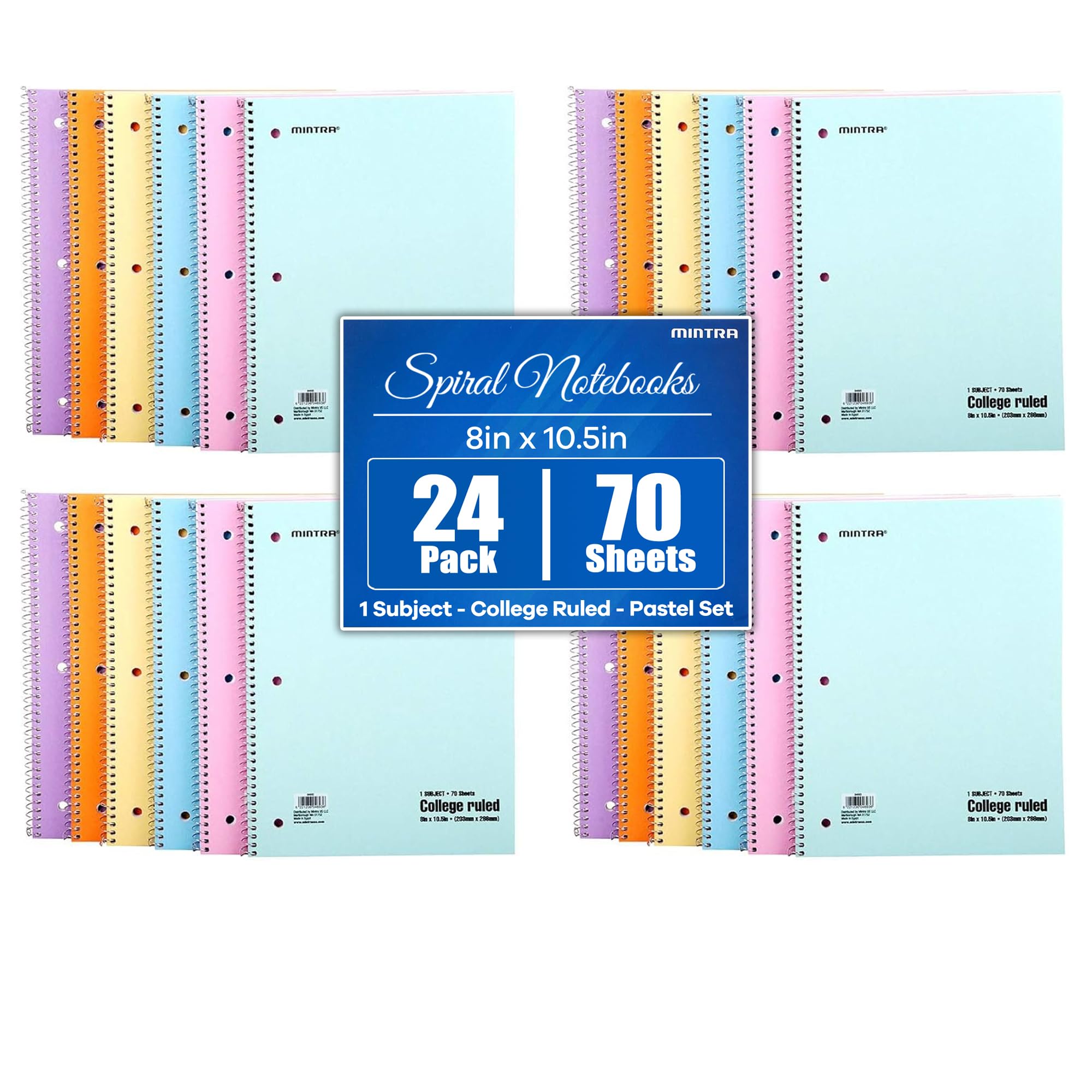 Mintra Office - Carnets à spirale pour étudiants - utilisation à la maison, au bureau, affaires