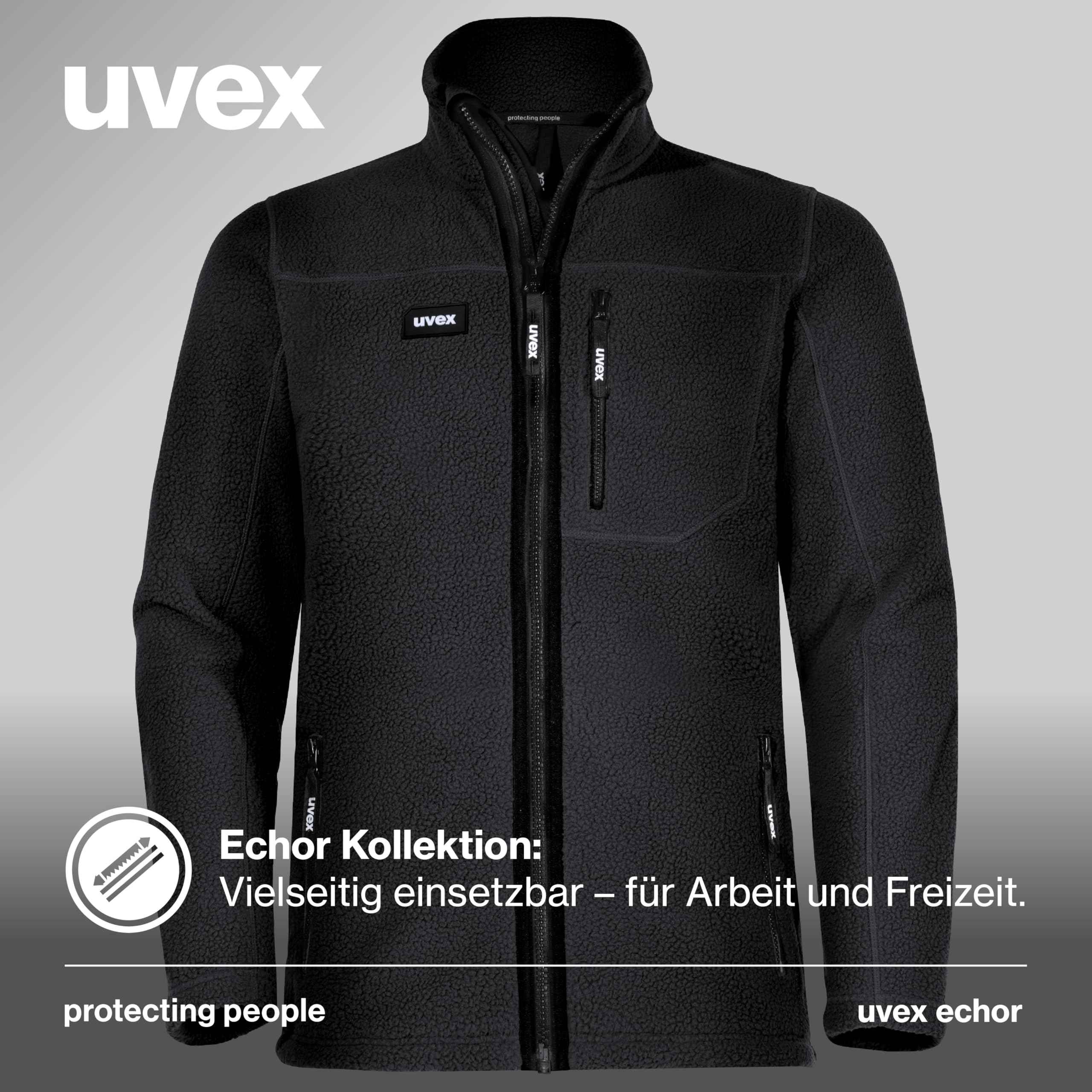 Uvex Echor kurtka polarowa, męska kurtka robocza, kurtka outdoorowa z polarem Sherpa